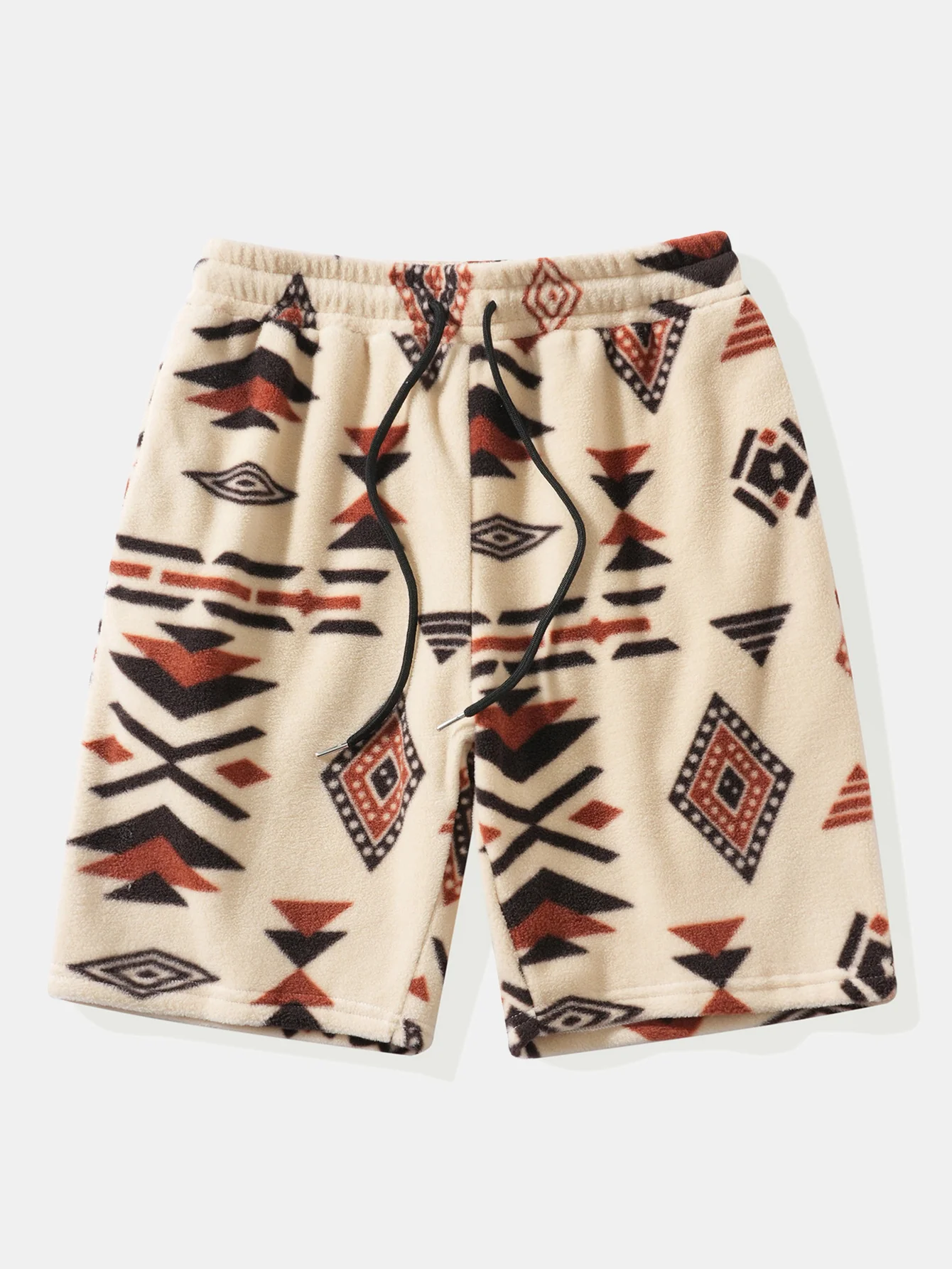 Relax Fit Tribal Geometry Teddy Hoodie & Shorts - Image 5