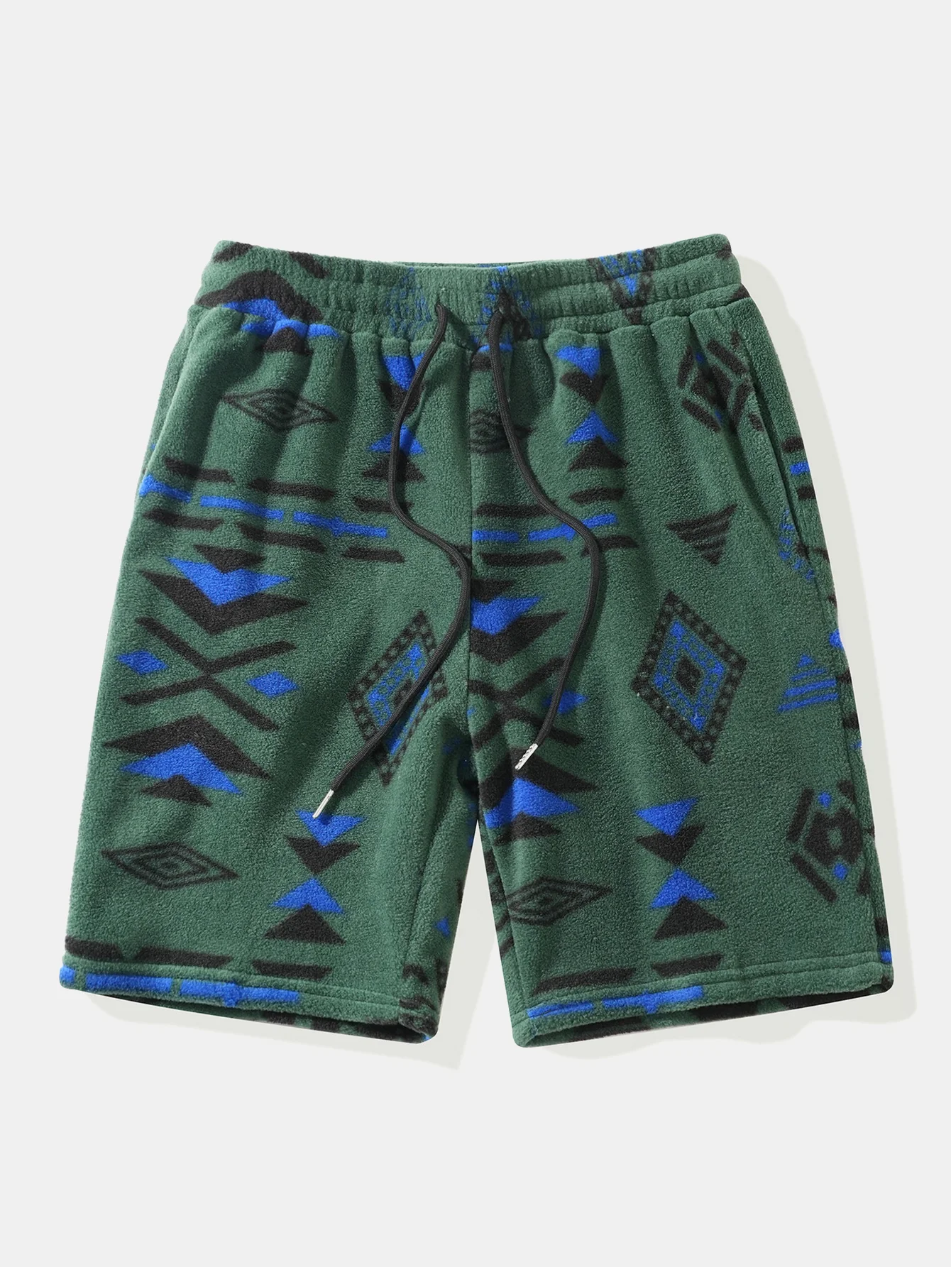 Relax Fit Tribal Geometry Teddy Hoodie & Shorts - Image 9