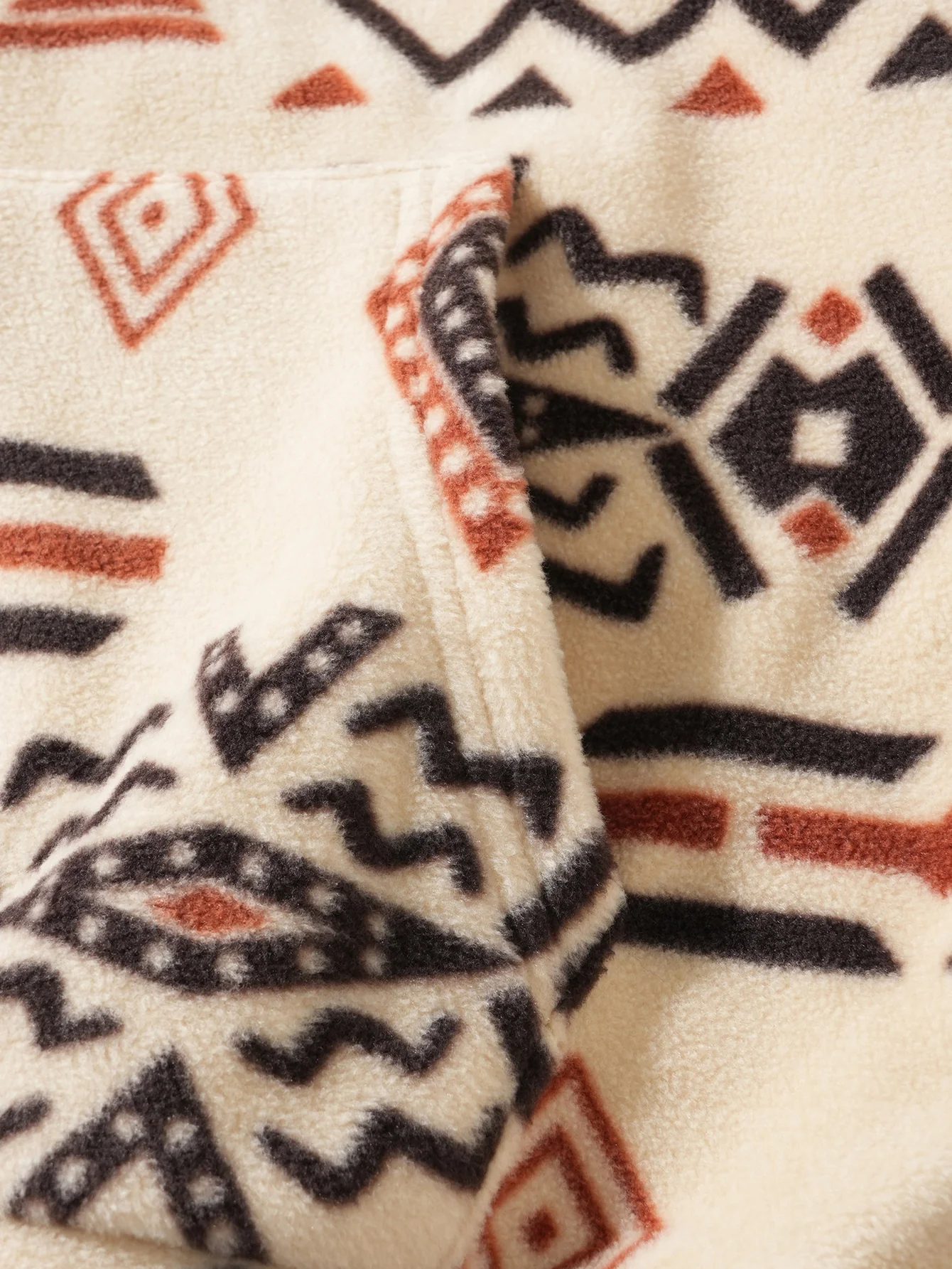 Relax Fit Tribal Geometry Teddy Hoodie & Shorts - Image 12
