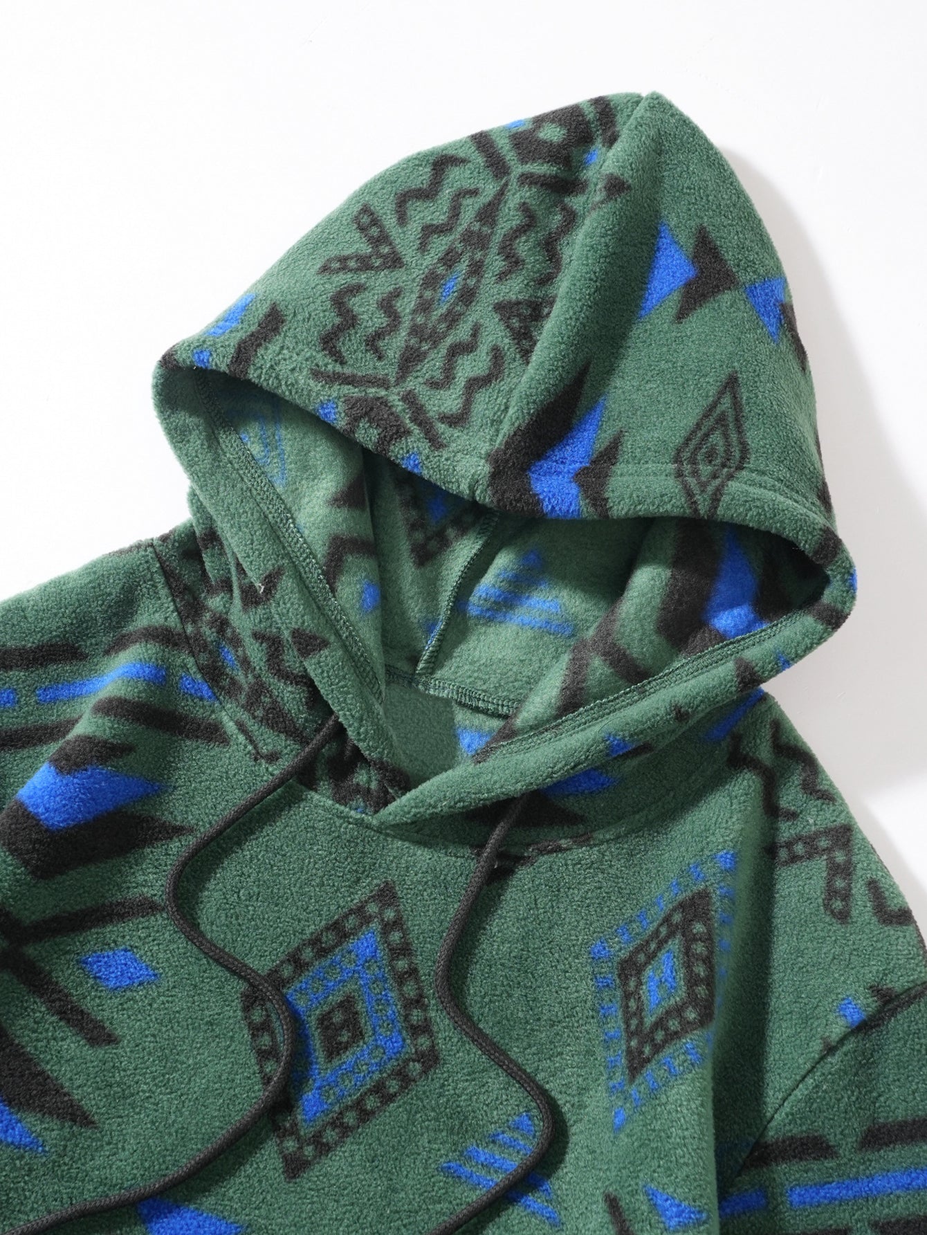 Relax Fit Tribal Geometry Teddy Hoodie & Shorts - Image 14