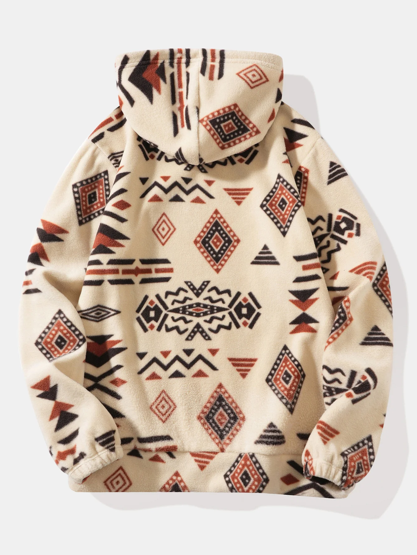 Relax Fit Tribal Geometry Teddy Hoodie & Shorts - Image 4