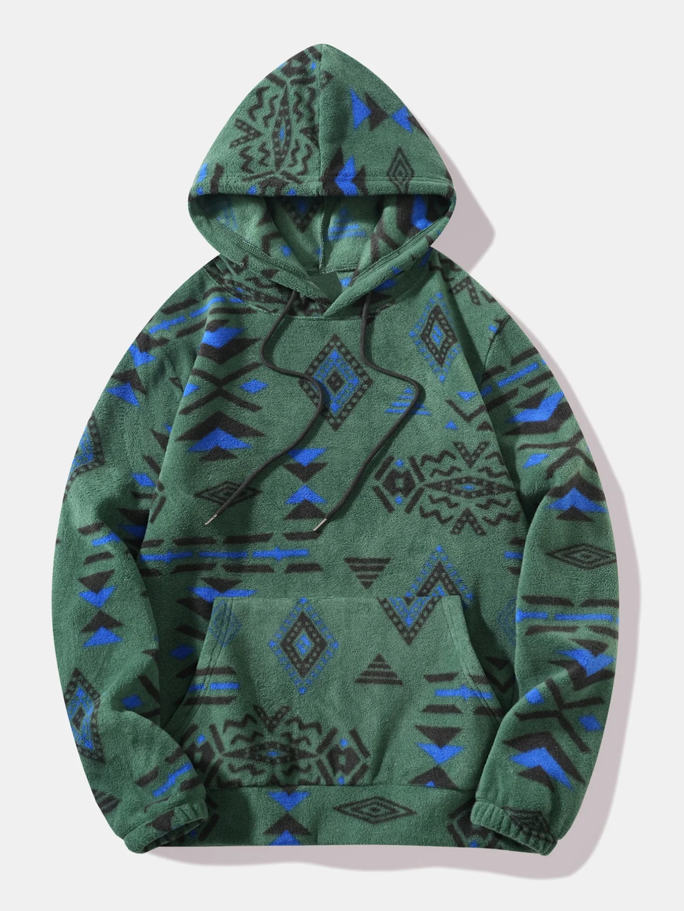 Relax Fit Tribal Geometry Teddy Hoodie & Shorts - Image 7