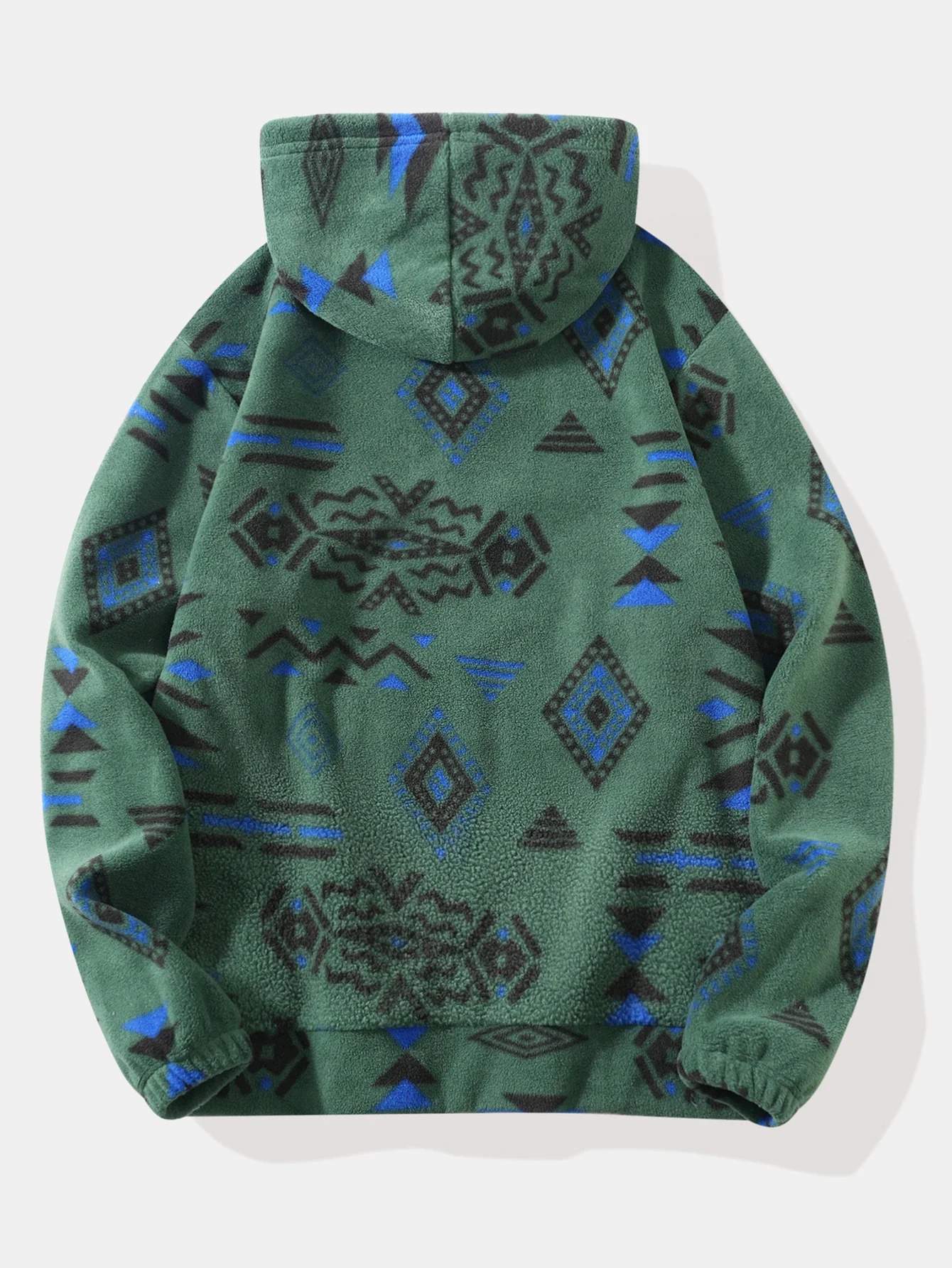 Relax Fit Tribal Geometry Teddy Hoodie & Shorts - Image 8