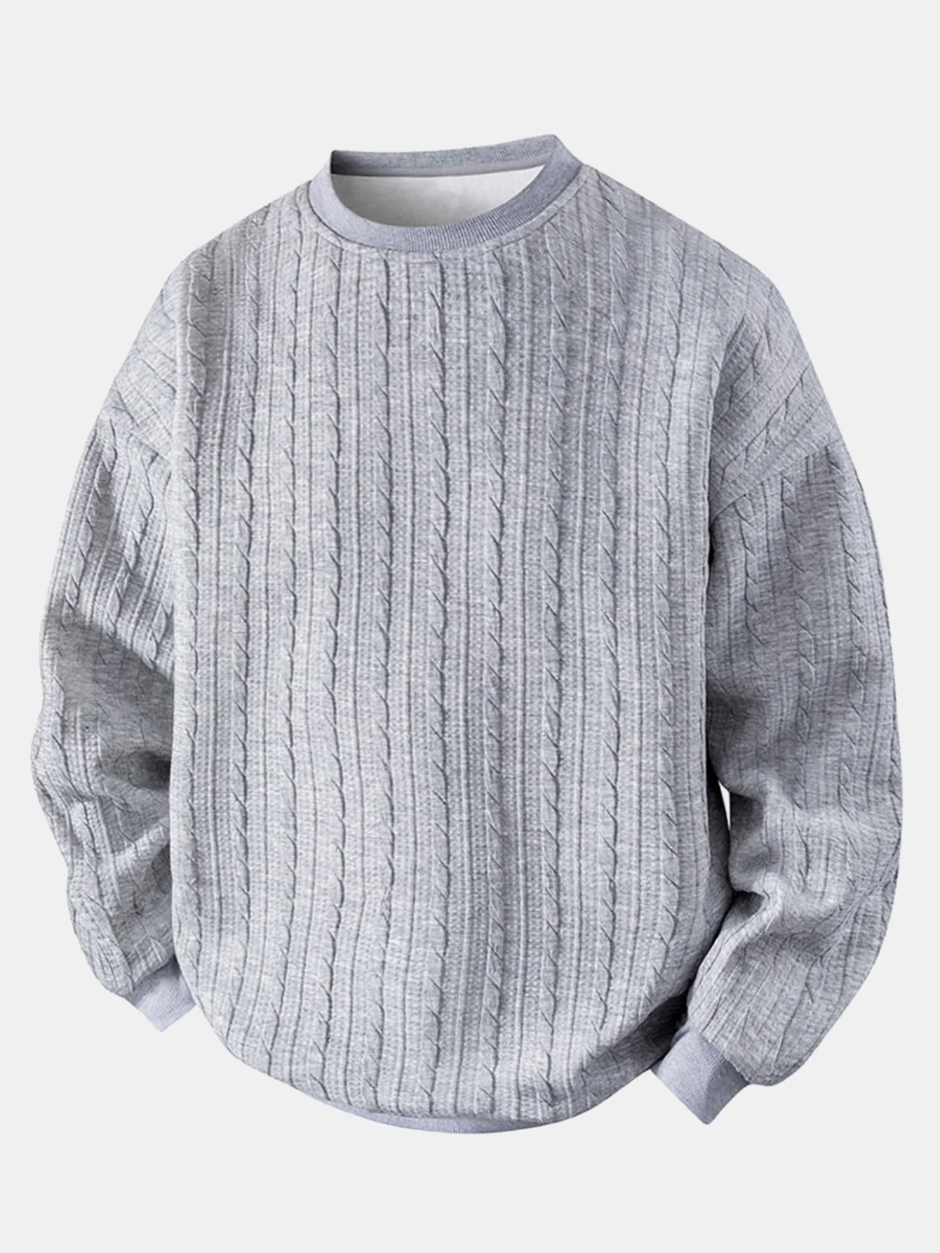 Locker sitzendes Jacquard-Sweatshirt mit Rundhalsausschnitt und Twist-Muster - Image 3