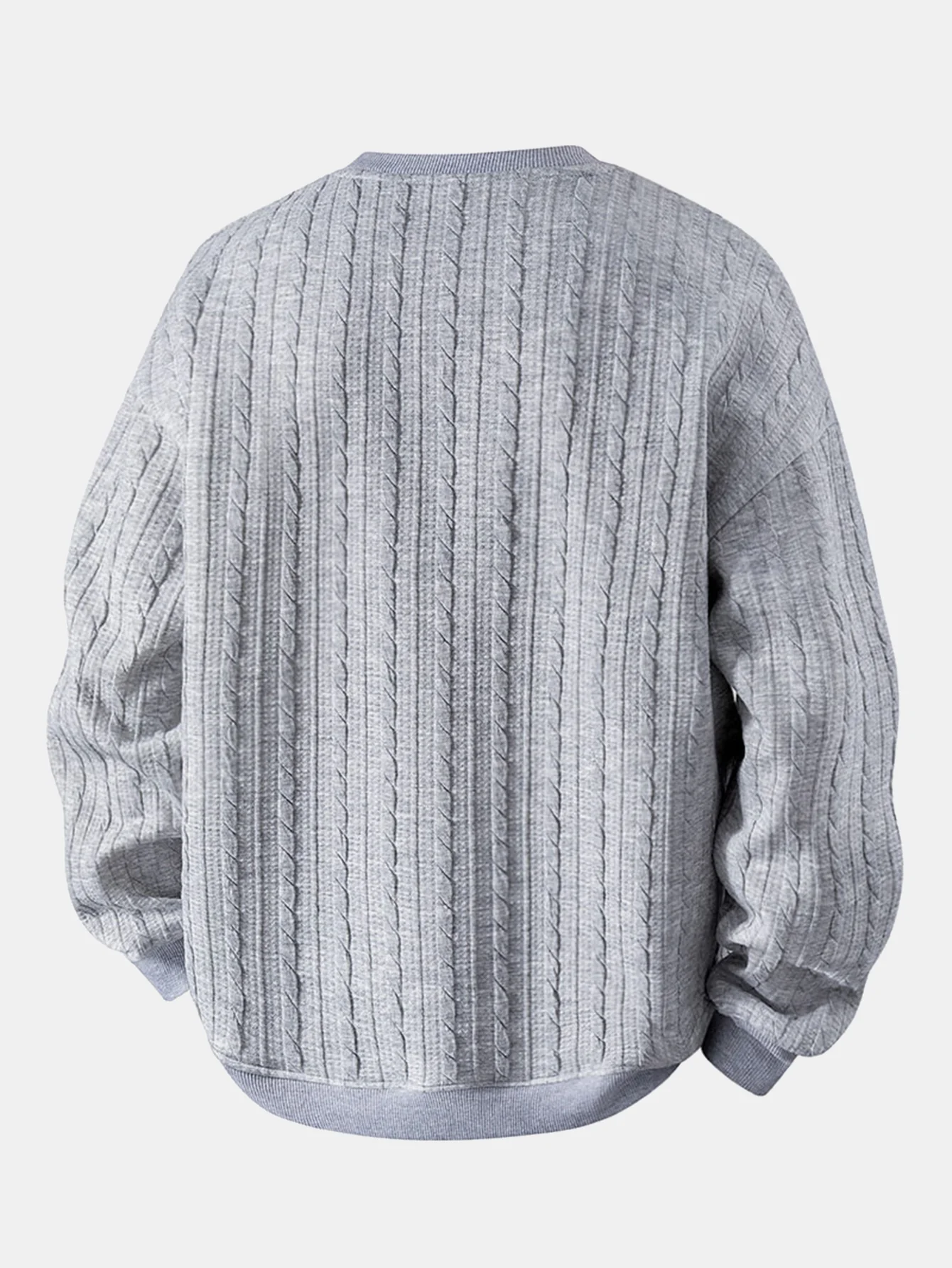 Locker sitzendes Jacquard-Sweatshirt mit Rundhalsausschnitt und Twist-Muster - Image 4
