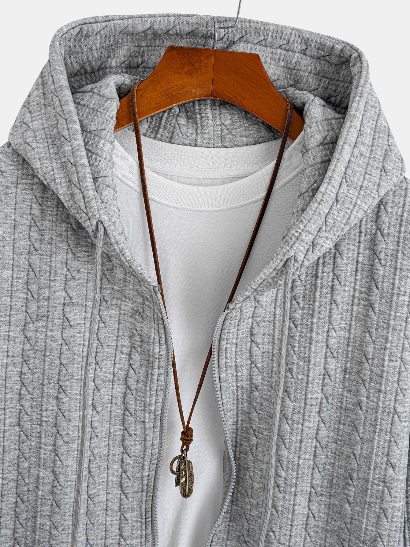 Relax Fit Twist Jacquard Zip Up Hoodie & Twisted Jacquard Straight Leg Pants - Image 11