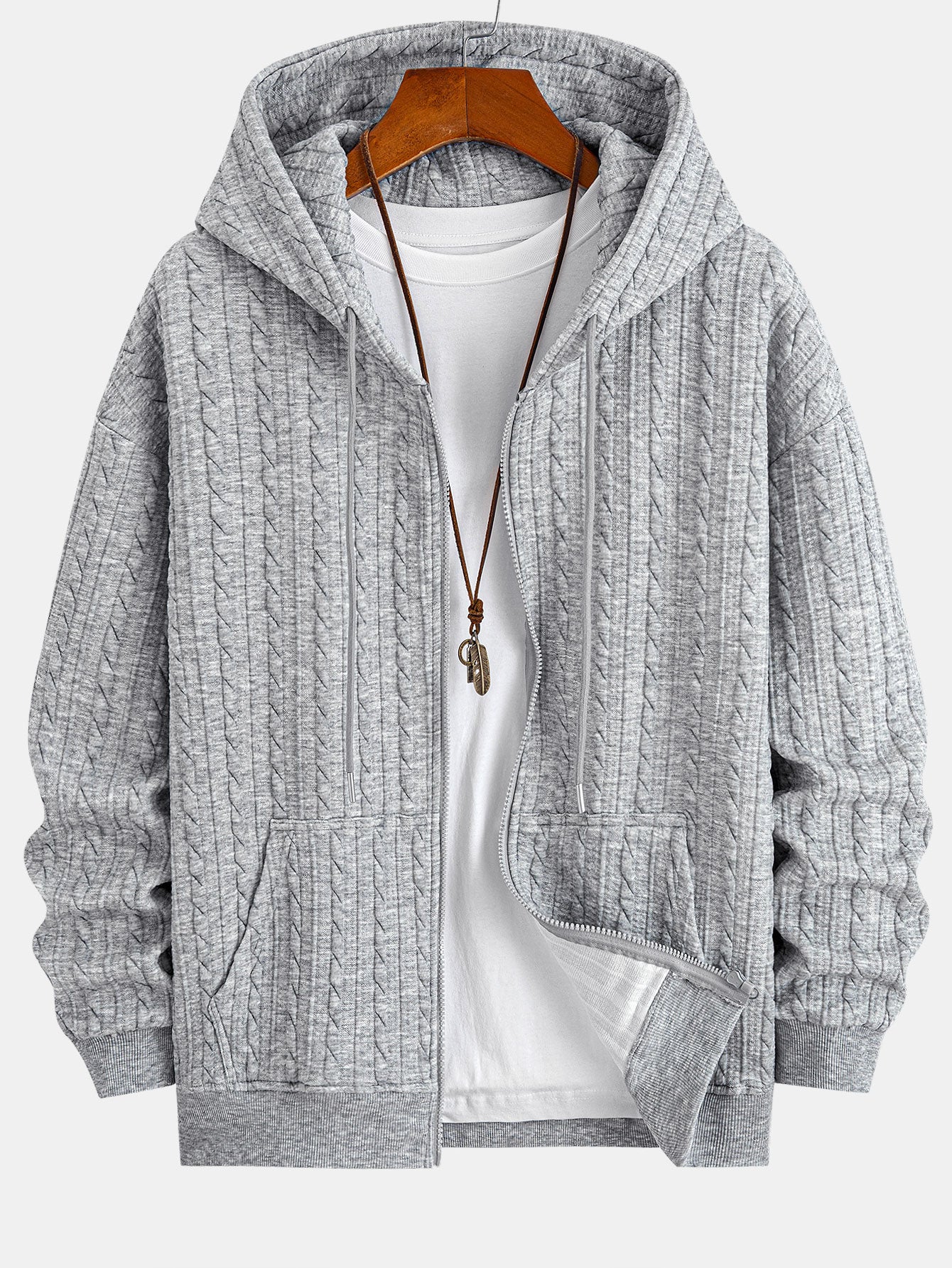 Relax Fit Twist Jacquard Zip Up Hoodie & Twisted Jacquard Straight Leg Pants - Image 5