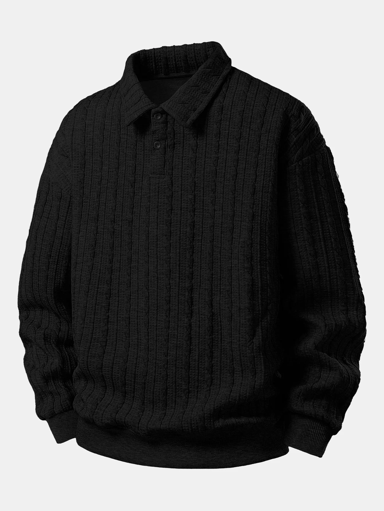 Relax Fit Twisted Jacquard Polo Sweatshirt - Image 3
