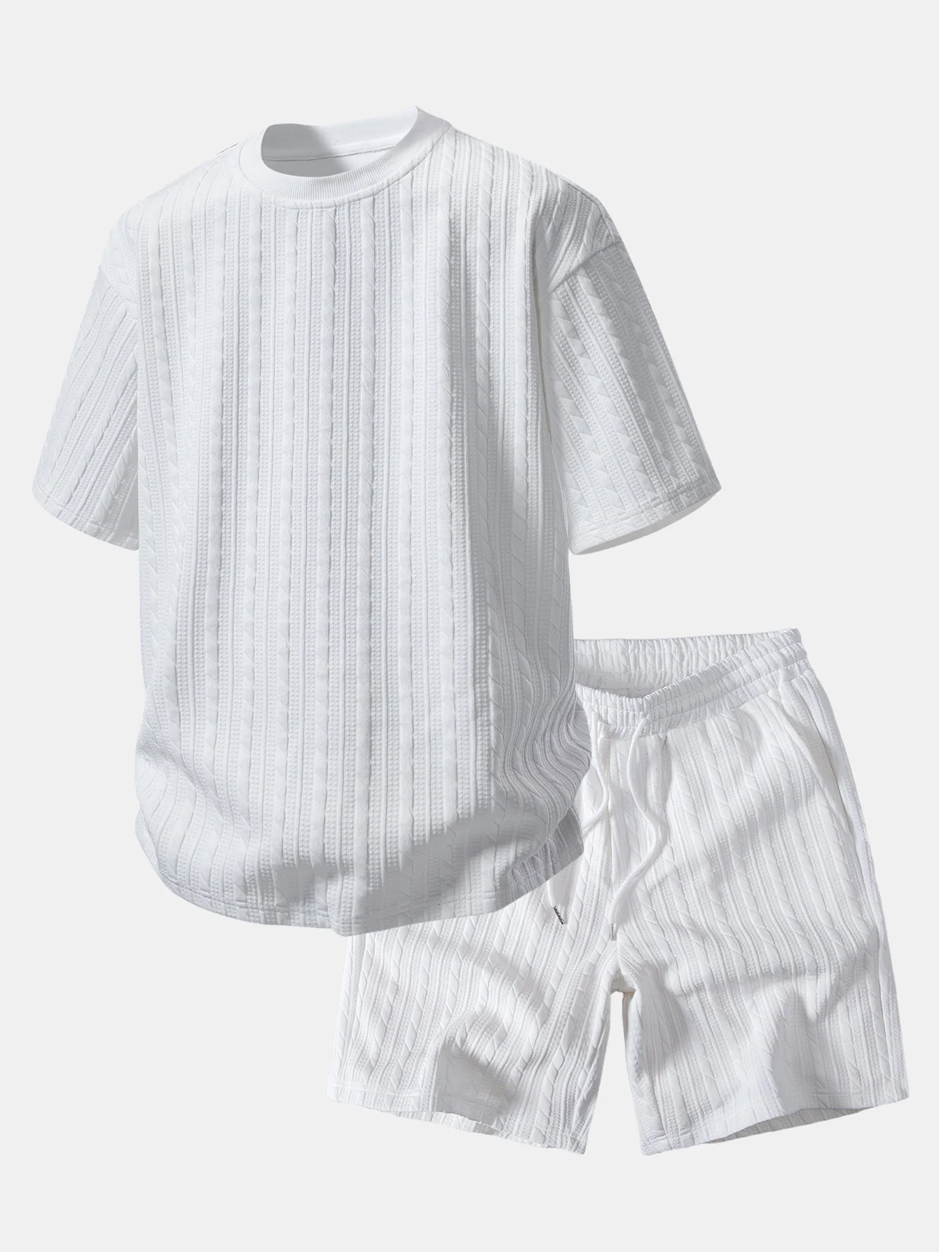 Relax Fit Twisted Jacquard T-Shirt & 7″ Shorts Set