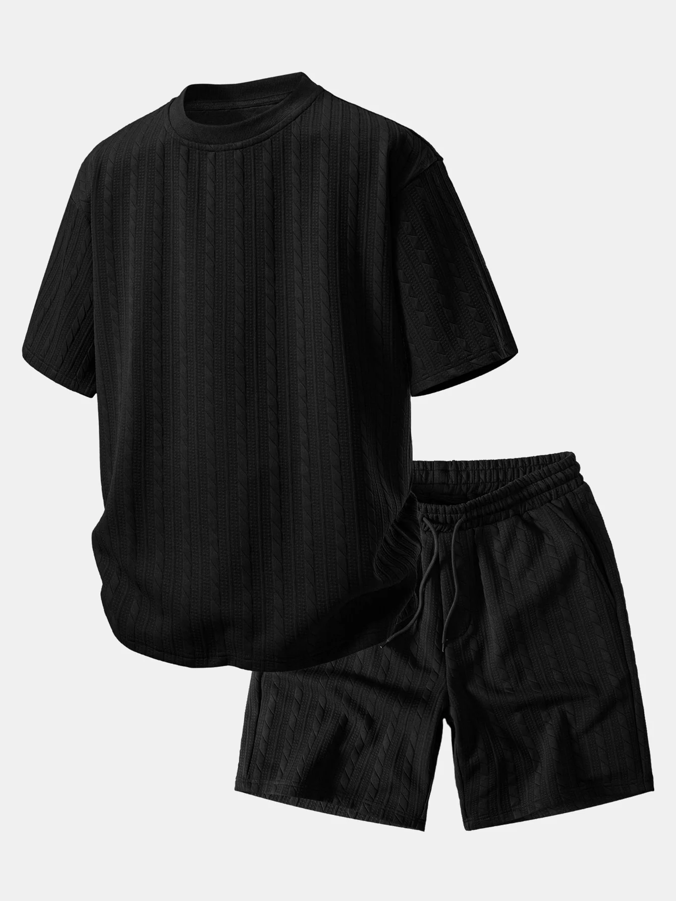 Relax Fit Twisted Jacquard T-Shirt & 7″ Shorts Set - Image 2