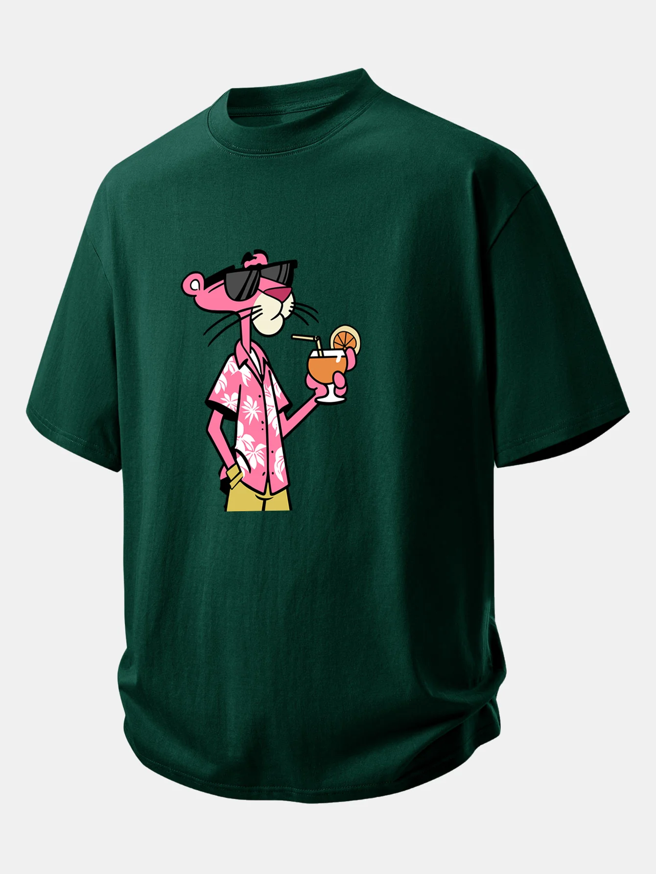 Relax Fit Vacation Pink Panther Print Cotton T-Shirt - Image 10