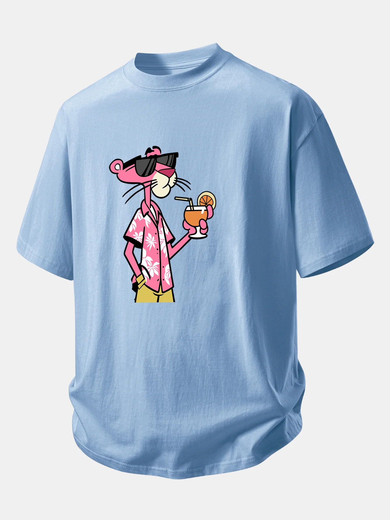 Relax Fit Vacation Pink Panther Print Cotton T-Shirt - Image 12