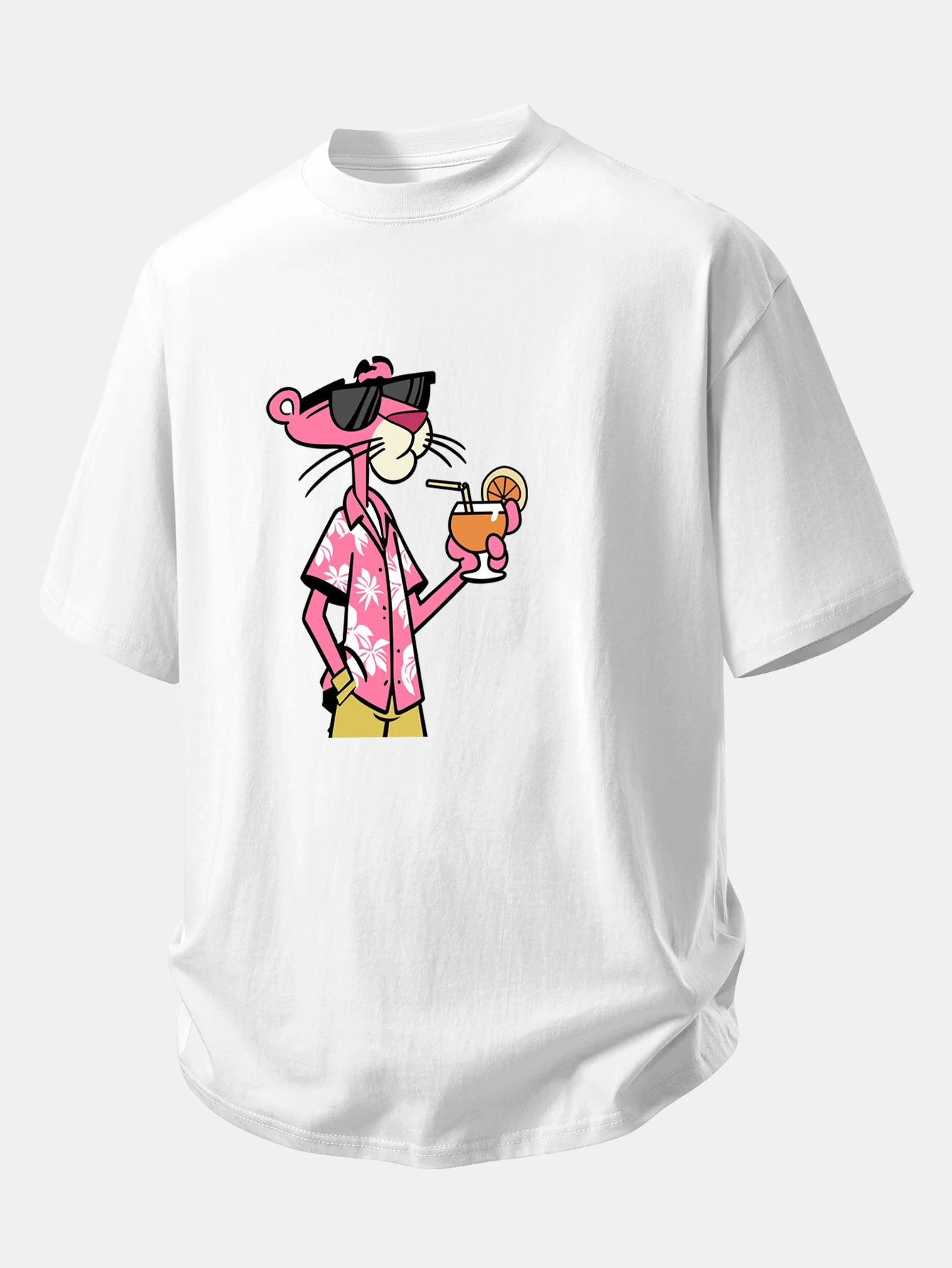 Relax Fit Vacation Pink Panther Print Cotton T-Shirt - Image 2