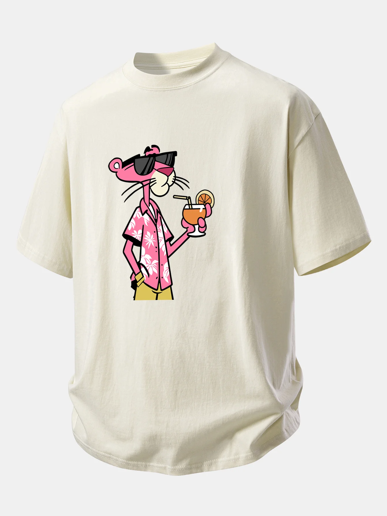 Relax Fit Vacation Pink Panther Print Cotton T-Shirt - Image 3