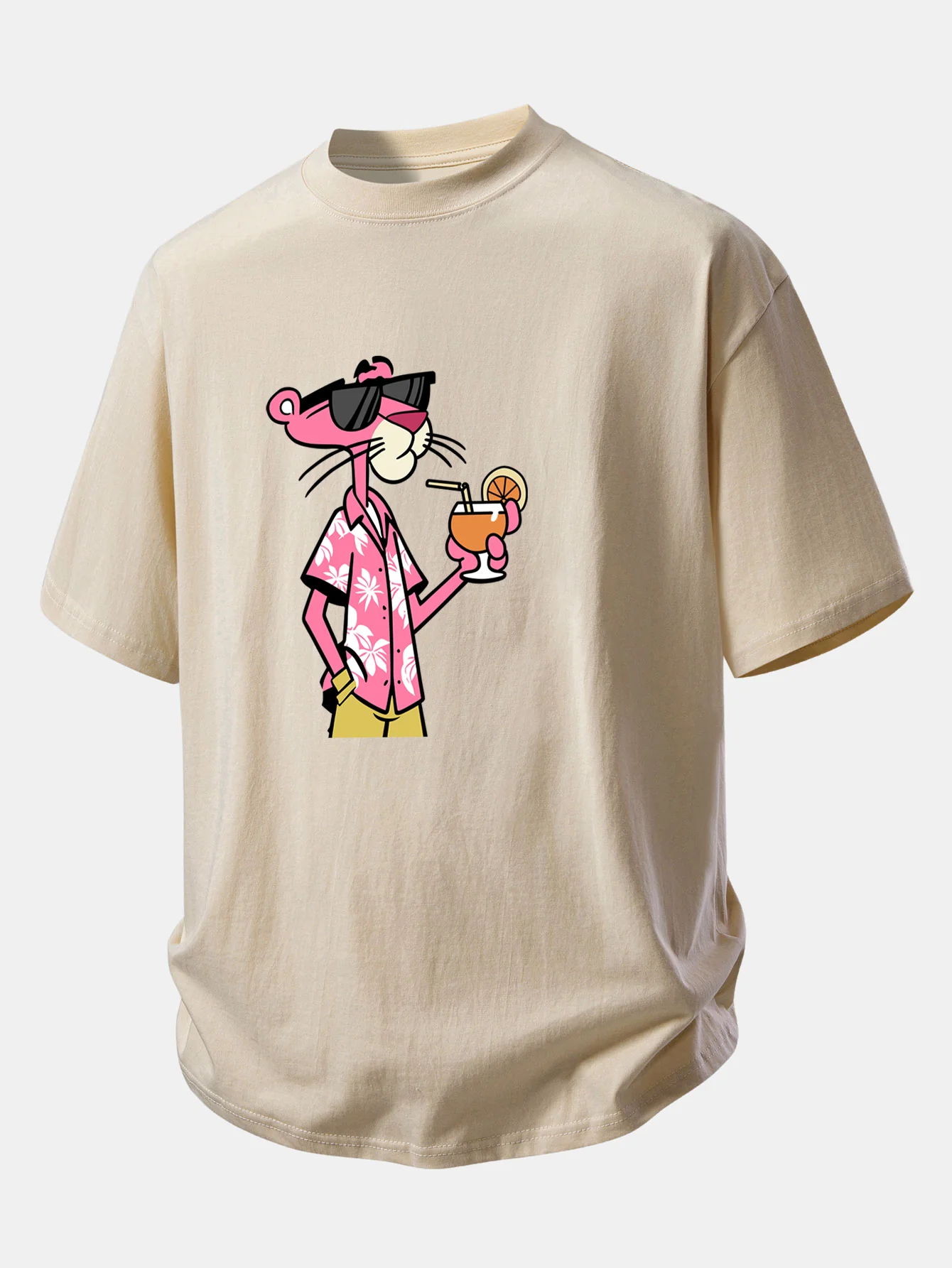 Relax Fit Vacation Pink Panther Print Cotton T-Shirt - Image 4