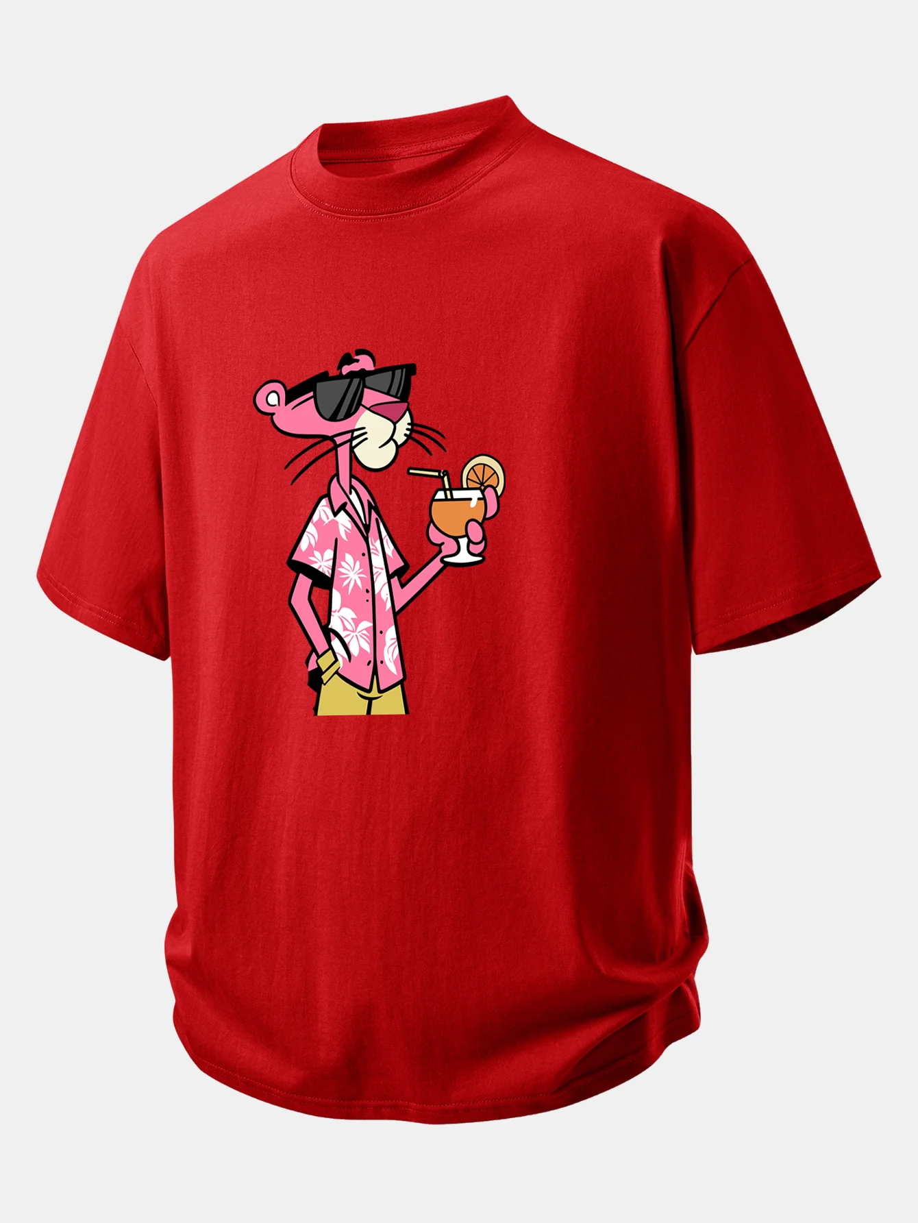 Relax Fit Vacation Pink Panther Print Cotton T-Shirt - Image 6