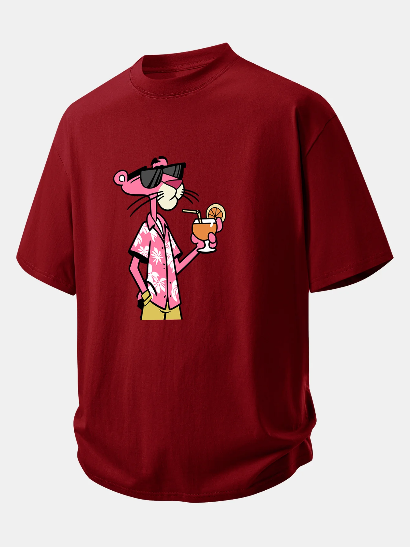 Relax Fit Vacation Pink Panther Print Cotton T-Shirt - Image 8