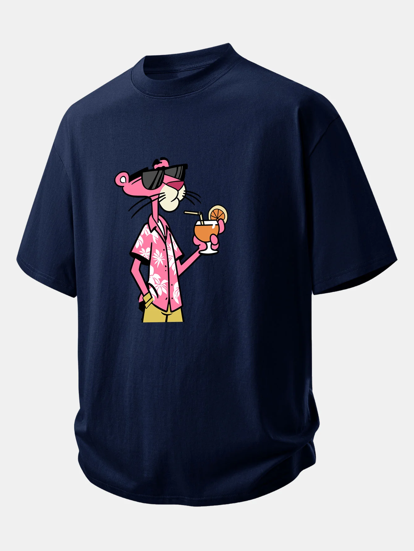 Relax Fit Vacation Pink Panther Print Cotton T-Shirt - Image 9