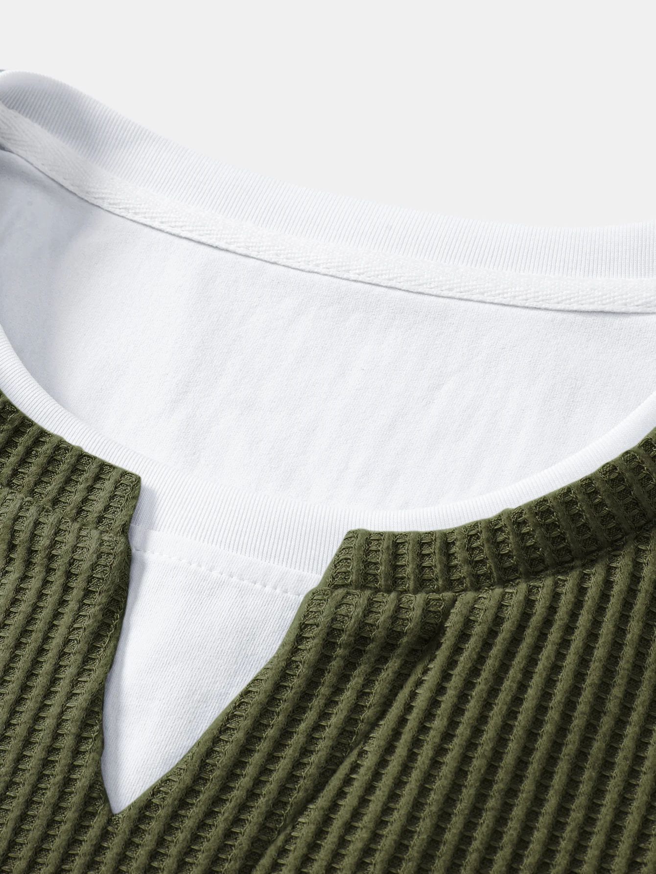 Relax Fit Waffle 2 In 1 Notched Collar T-Shirt - Image 7