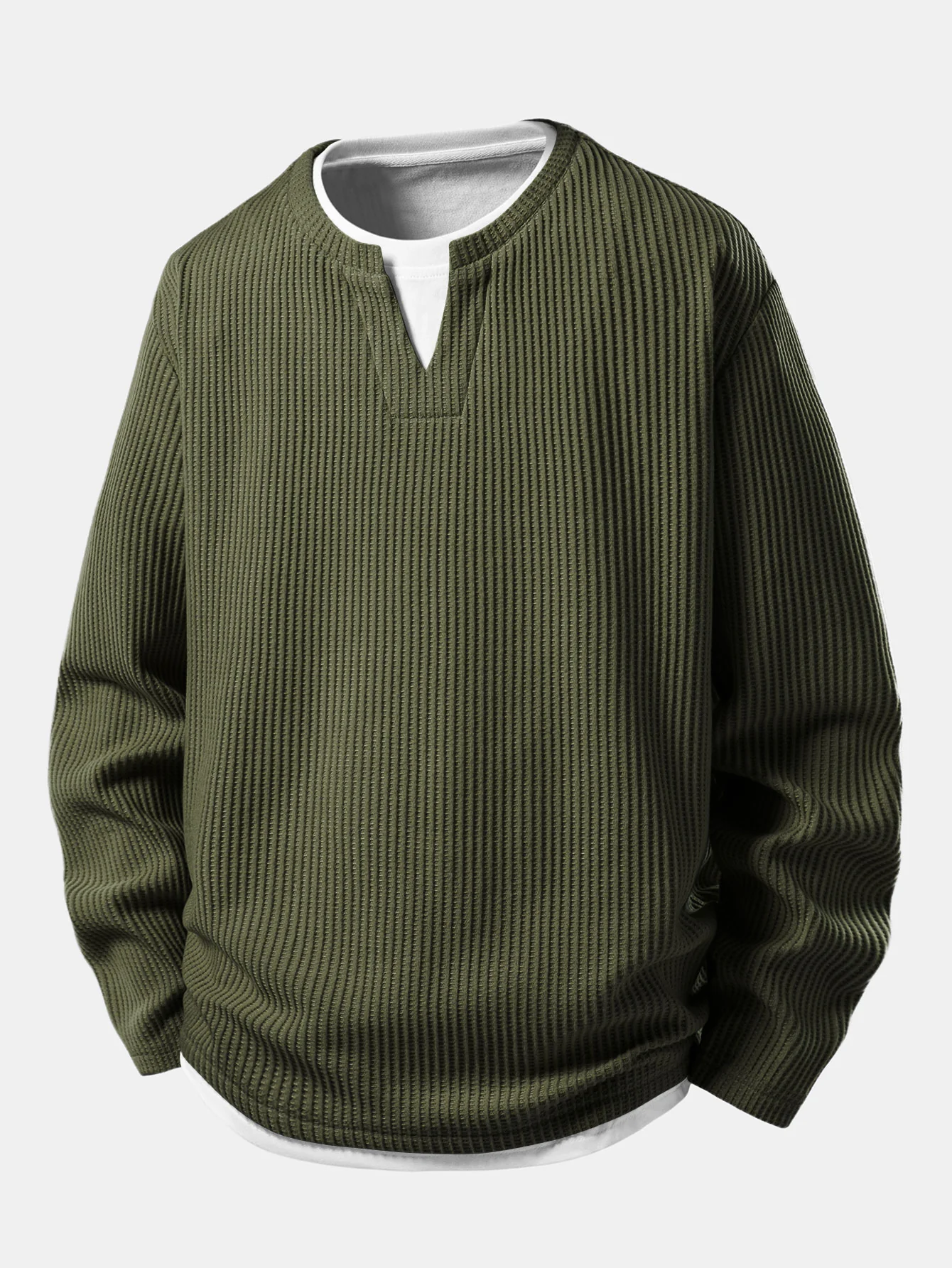 Relax Fit Waffle 2 In 1 Notched Collar T-Shirt - Image 5