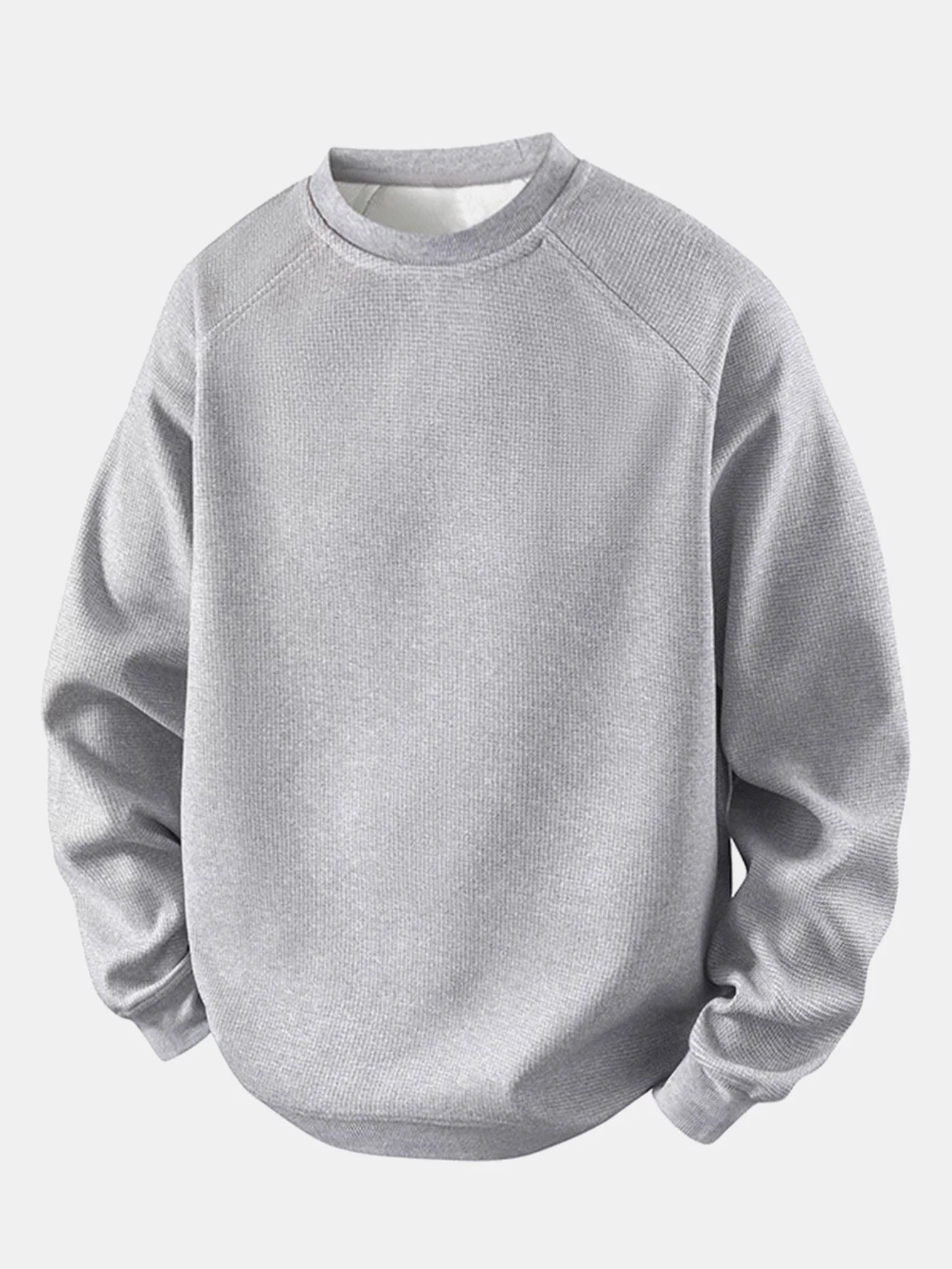 Locker sitzendes Waffel-Sweatshirt mit Rundhalsausschnitt