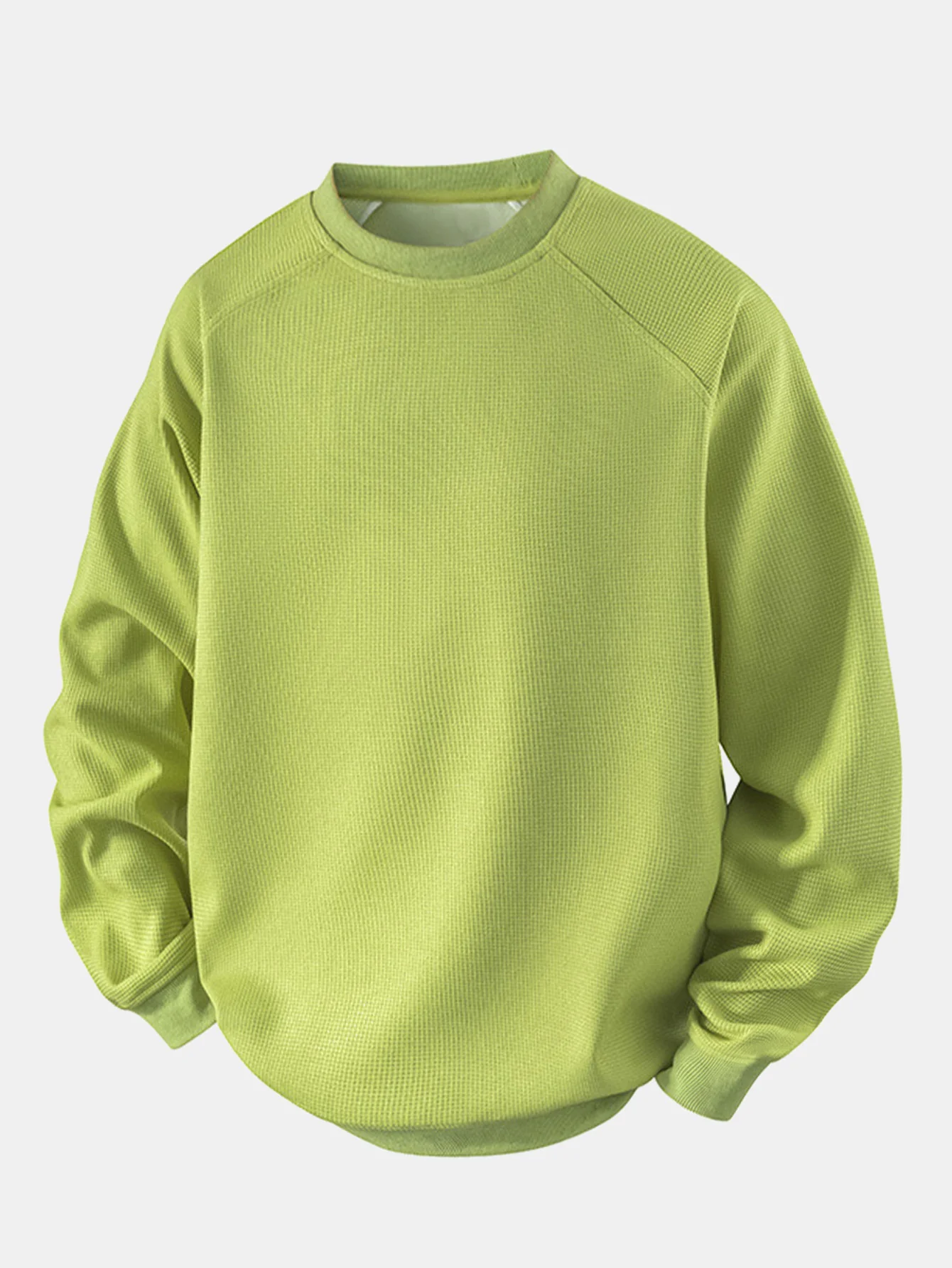 Locker sitzendes Waffel-Sweatshirt mit Rundhalsausschnitt - Image 11