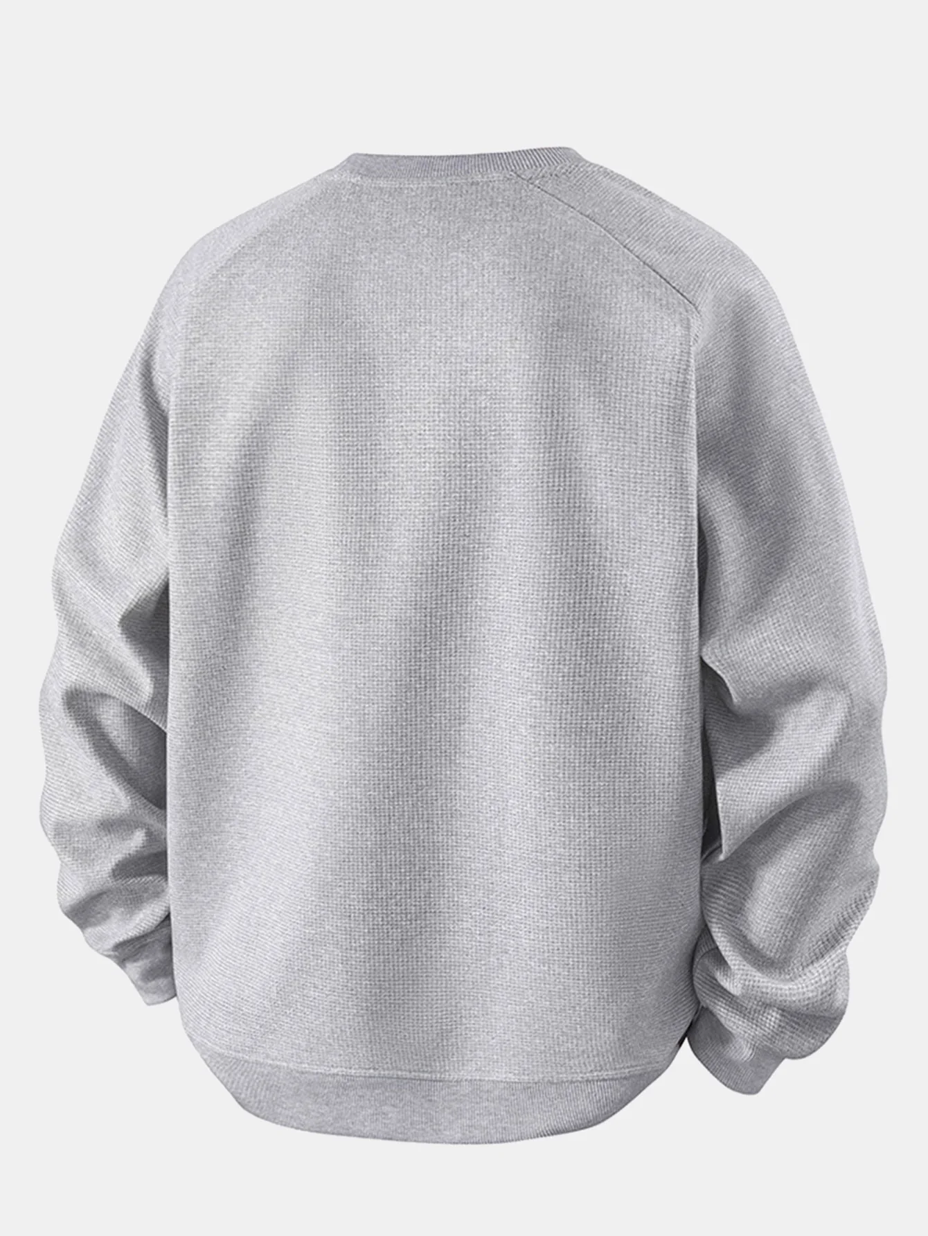 Locker sitzendes Waffel-Sweatshirt mit Rundhalsausschnitt - Image 2