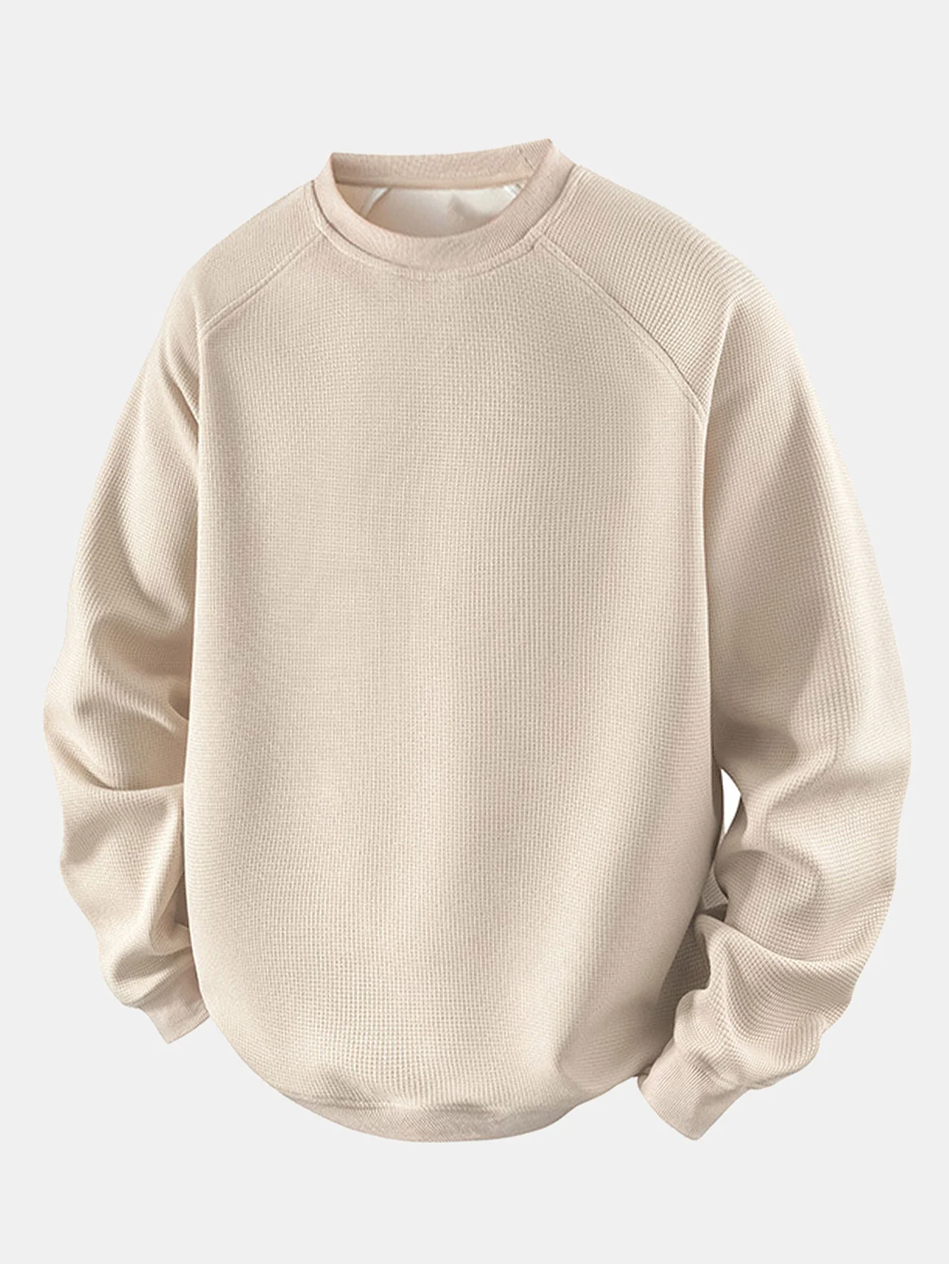 Locker sitzendes Waffel-Sweatshirt mit Rundhalsausschnitt - Image 3
