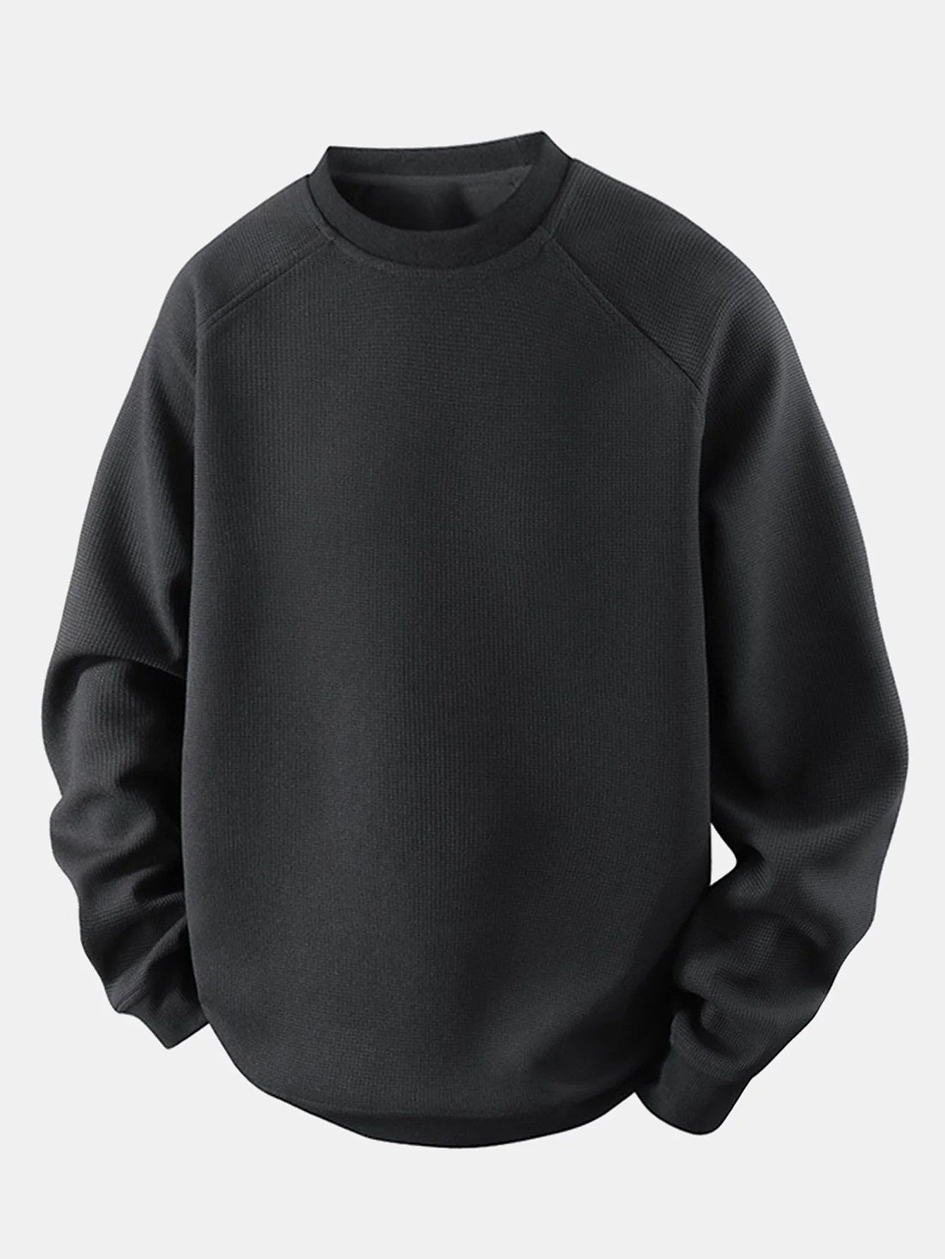 Locker sitzendes Waffel-Sweatshirt mit Rundhalsausschnitt - Image 5