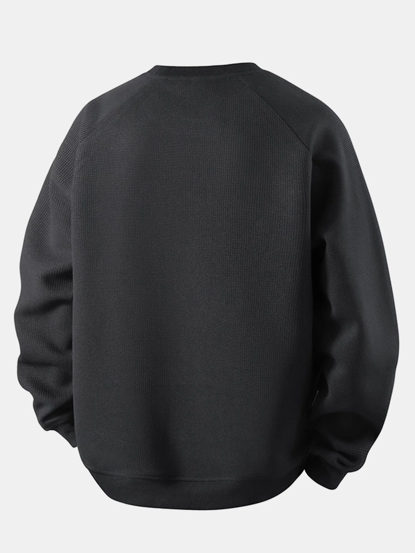 Locker sitzendes Waffel-Sweatshirt mit Rundhalsausschnitt - Image 6