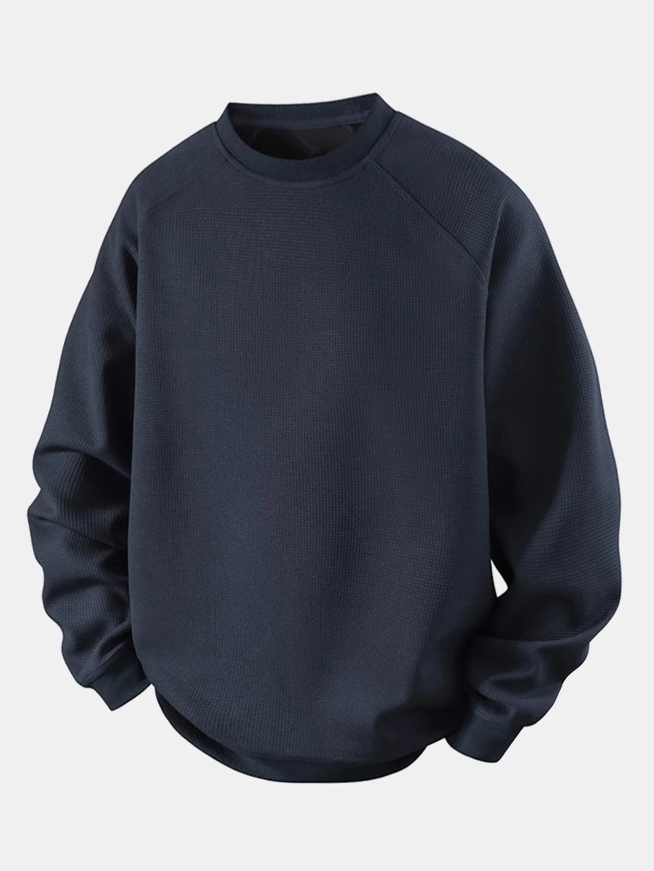 Locker sitzendes Waffel-Sweatshirt mit Rundhalsausschnitt - Image 7