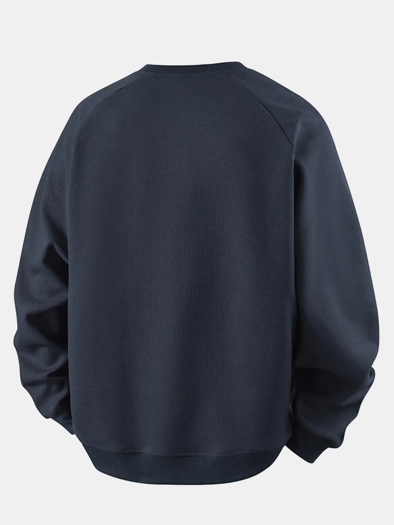 Locker sitzendes Waffel-Sweatshirt mit Rundhalsausschnitt - Image 8