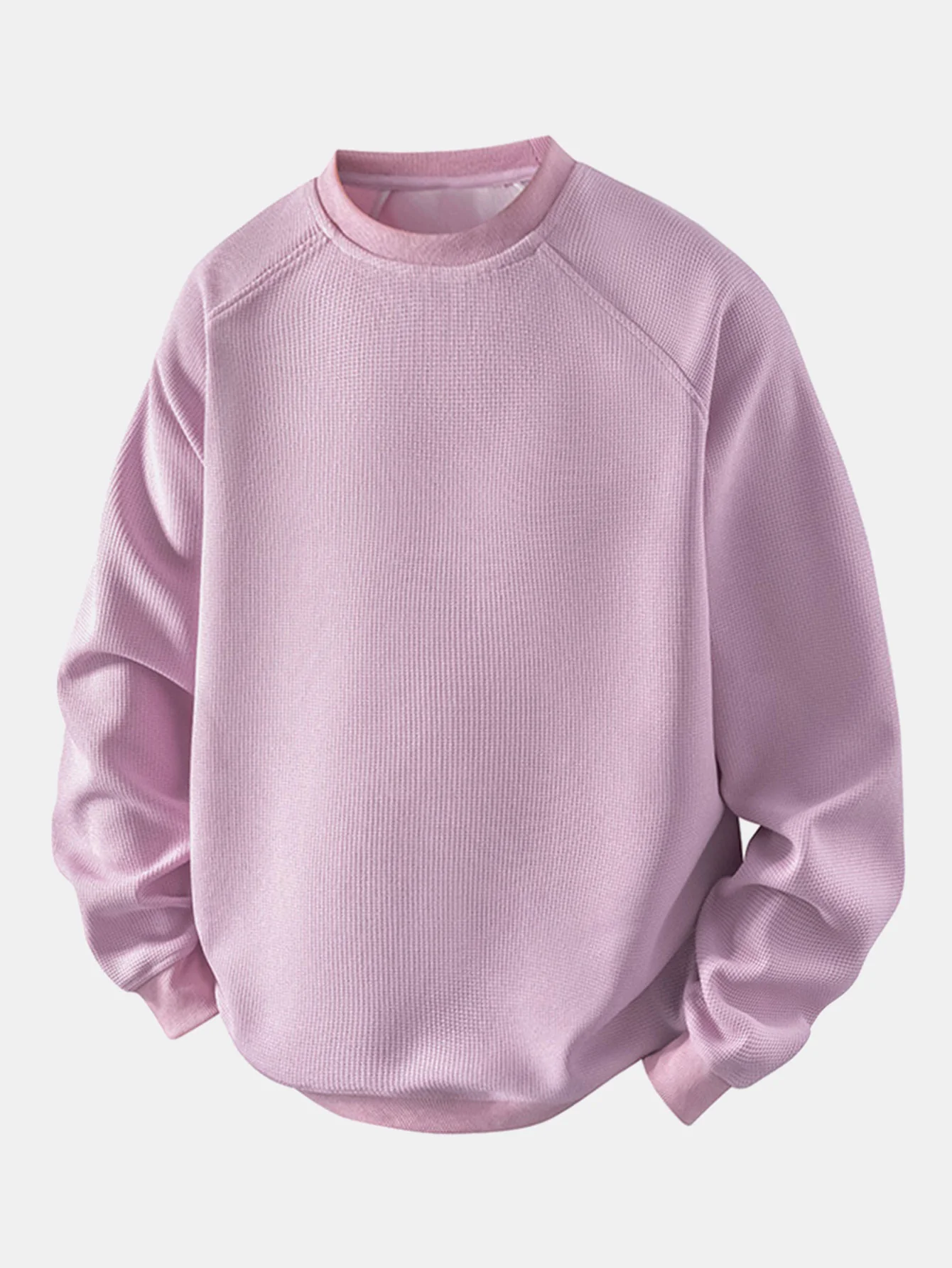 Locker sitzendes Waffel-Sweatshirt mit Rundhalsausschnitt - Image 9