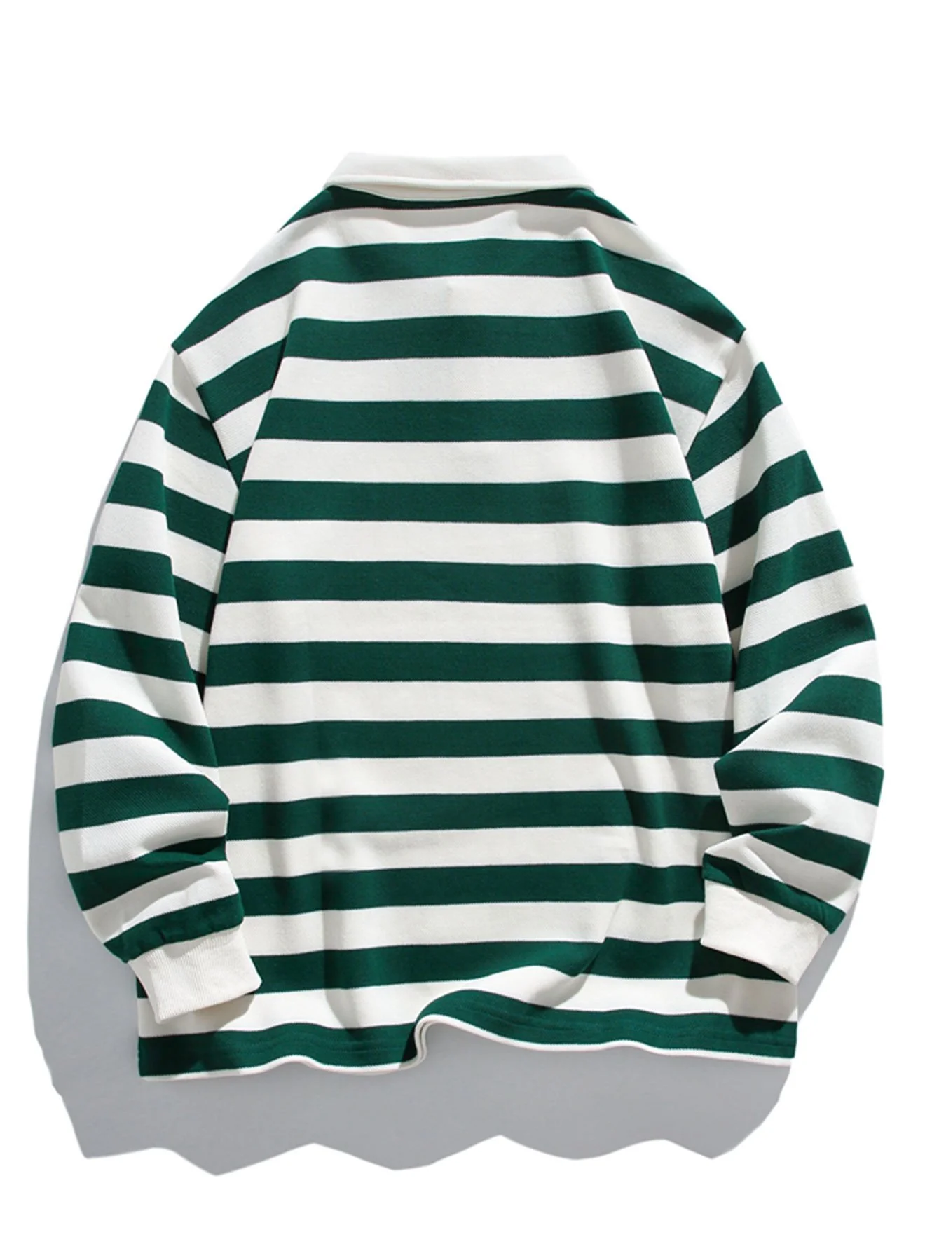 Relaxed Fit Waffelgestreifter Polo-Sweatshirt - Image 2