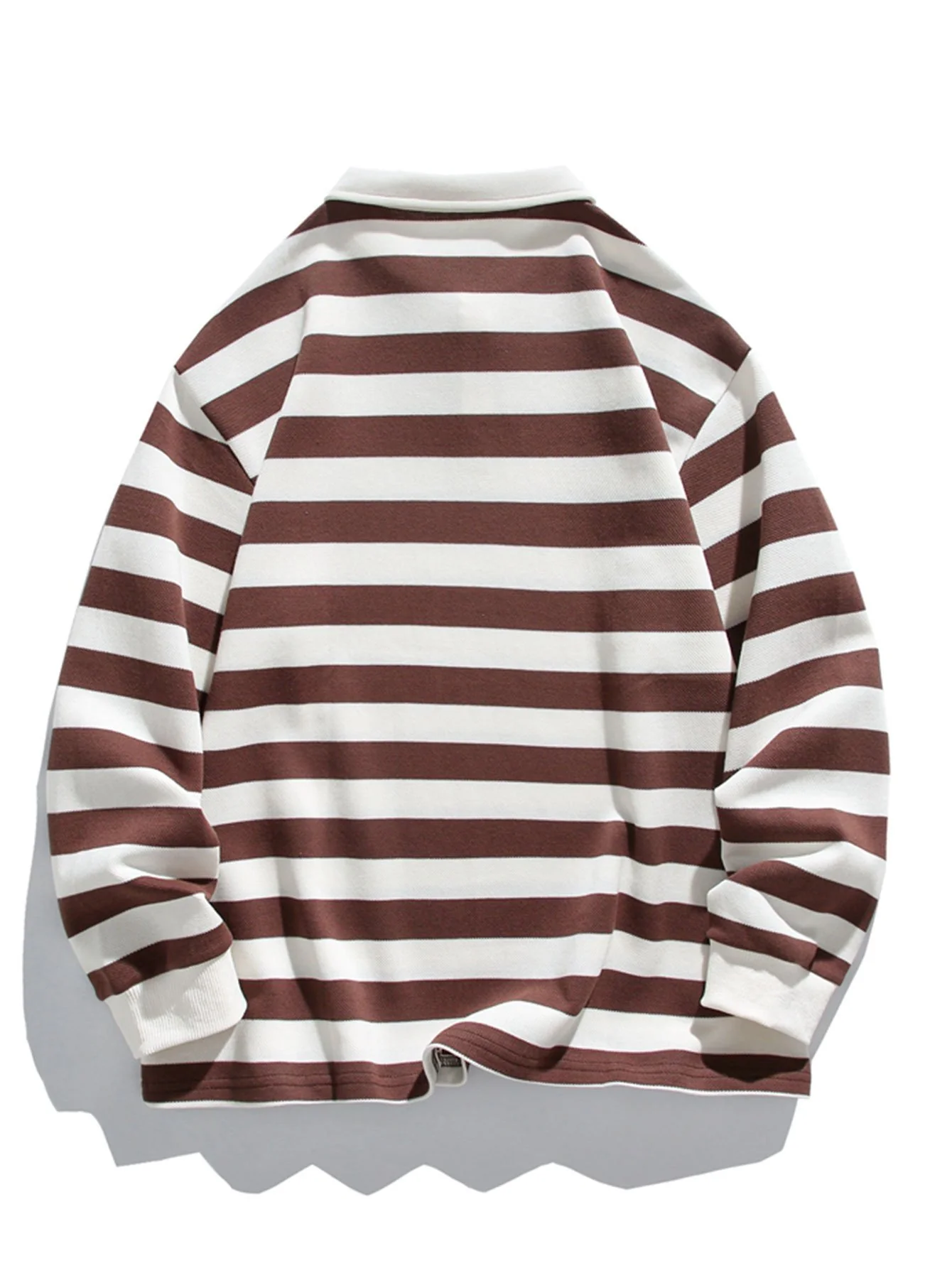 Relaxed Fit Waffelgestreifter Polo-Sweatshirt - Image 6