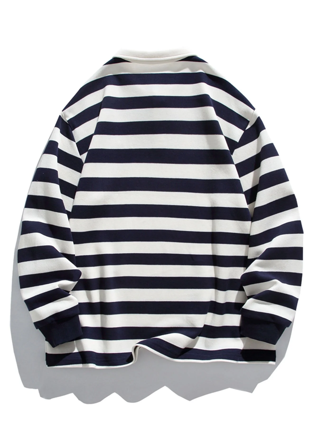 Relaxed Fit Waffelgestreifter Polo-Sweatshirt - Image 7
