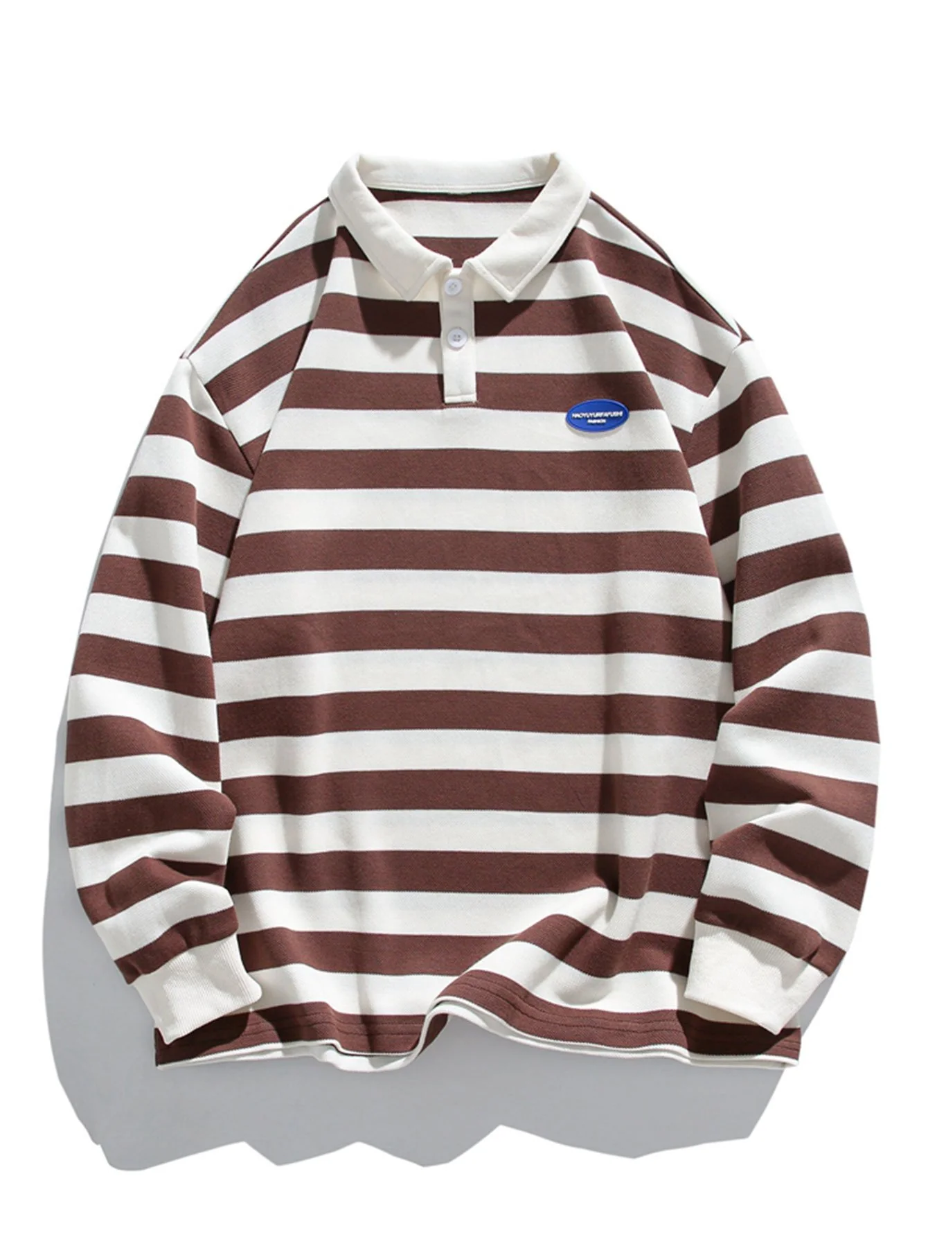 Relaxed Fit Waffelgestreifter Polo-Sweatshirt - Image 8