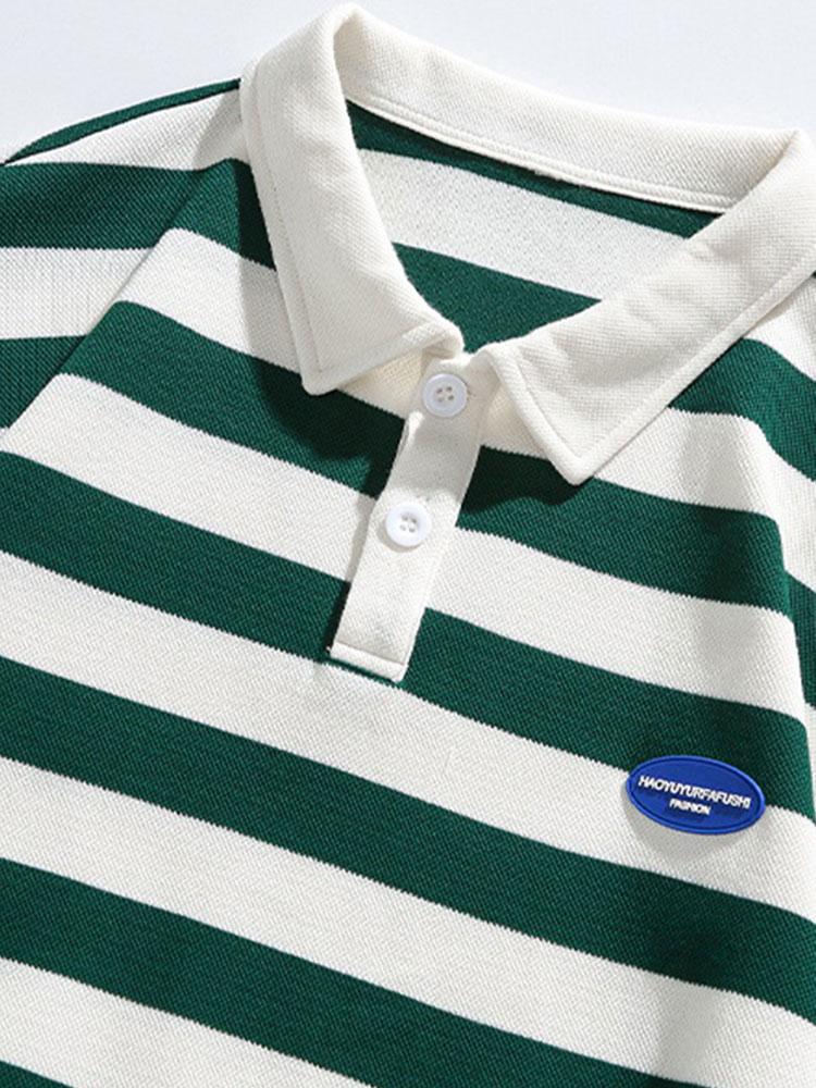 Relaxed Fit Waffelgestreifter Polo-Sweatshirt - Image 9