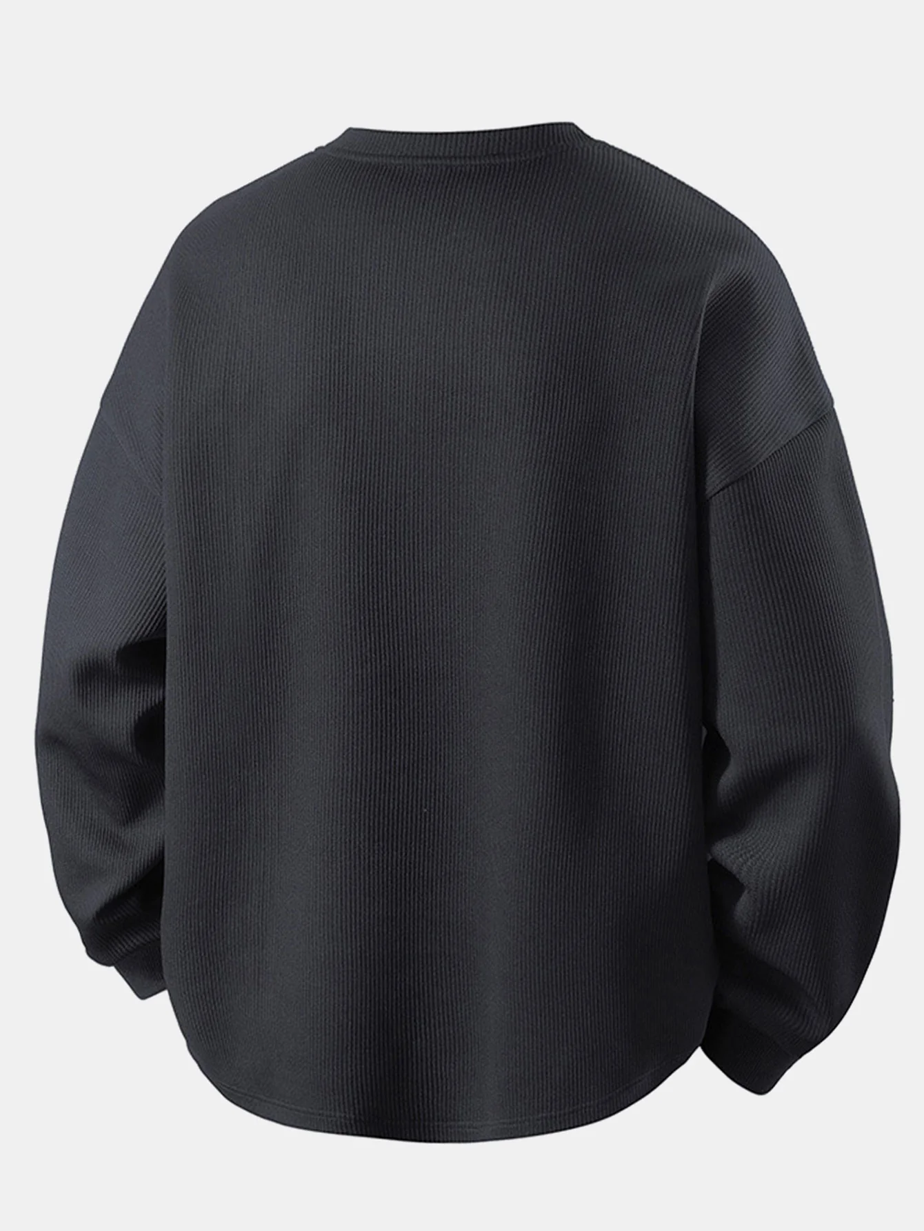 Locker sitzendes Waffel-V-Ausschnitt-Sweatshirt - Image 4