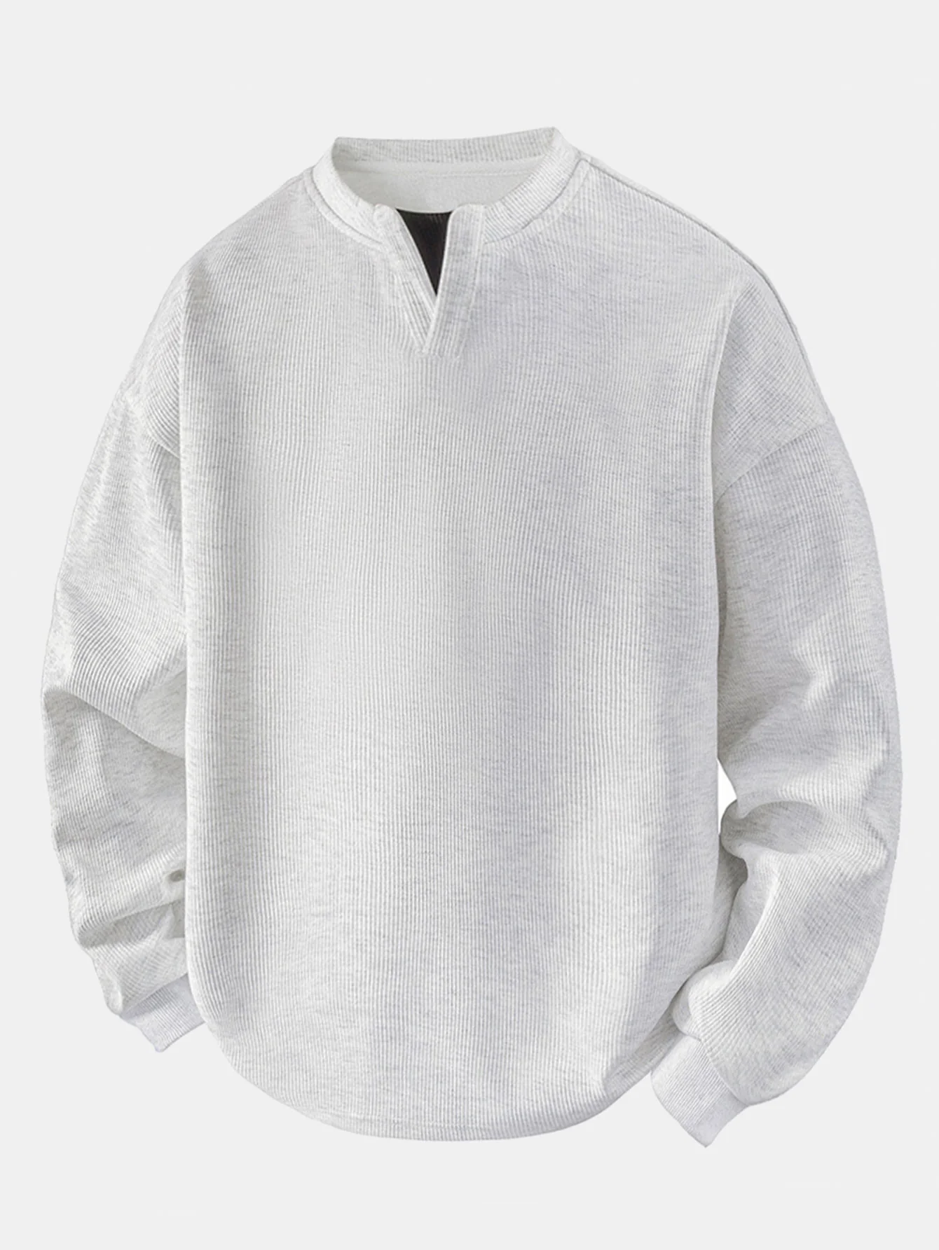 Locker sitzendes Waffel-V-Ausschnitt-Sweatshirt - Image 5