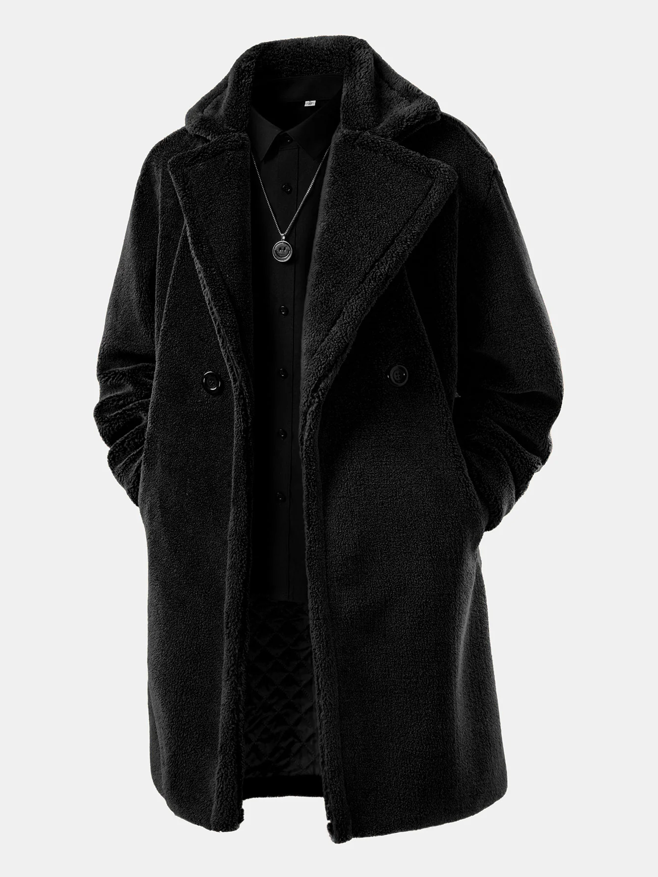 Relax Fit Warm Teddy Fleece Long Coat - Image 3