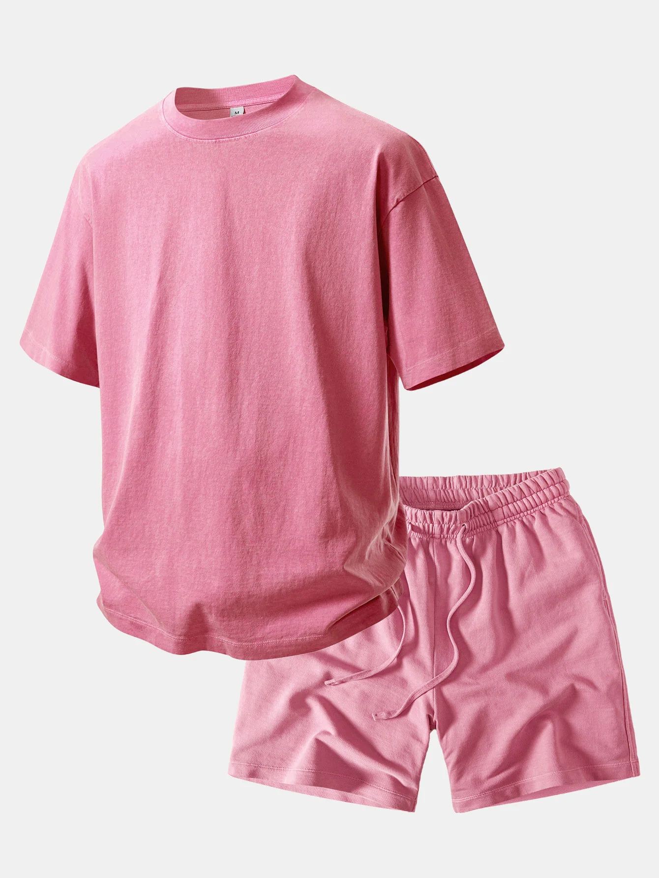 Relax Fit Heavyweight Washed Drop Shoulder T-Shirt & Washed Distressed Drawstring Shorts - Image 7