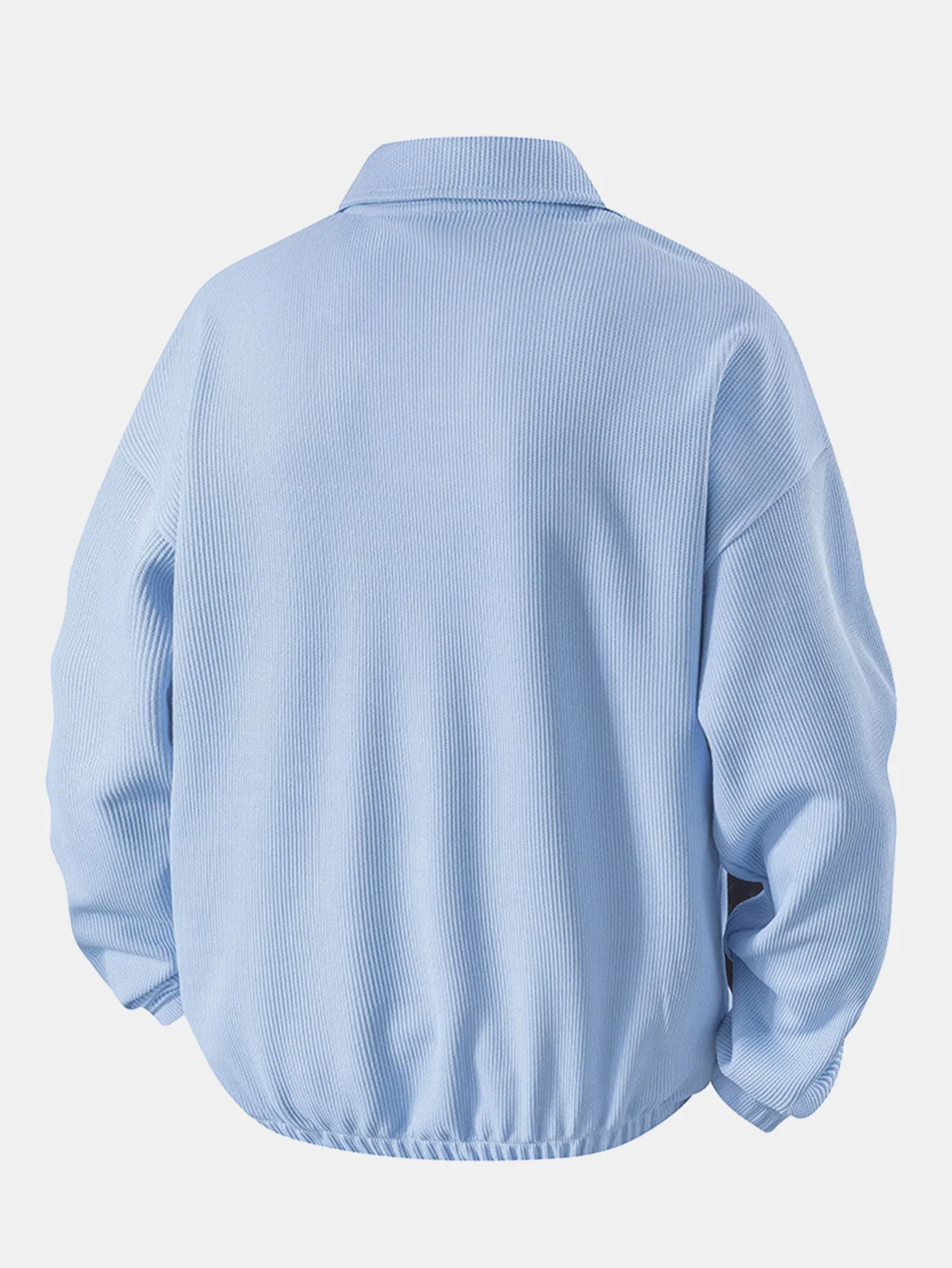 Relaxed Fit Wffle V-Ausschnitt Poloshirts Sweatshirt - Image 2