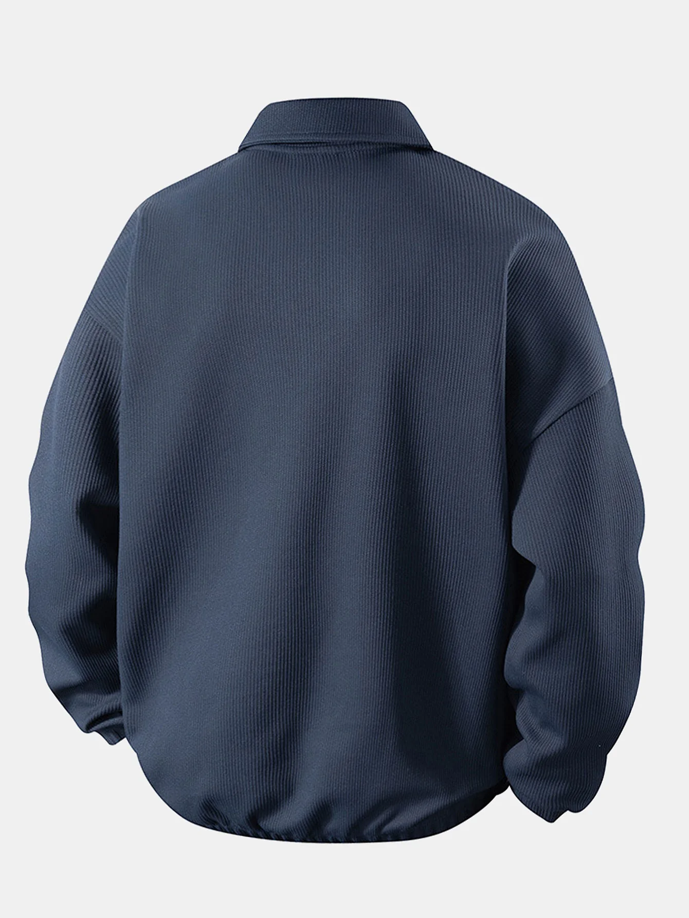 Relaxed Fit Wffle V-Ausschnitt Poloshirts Sweatshirt - Image 4