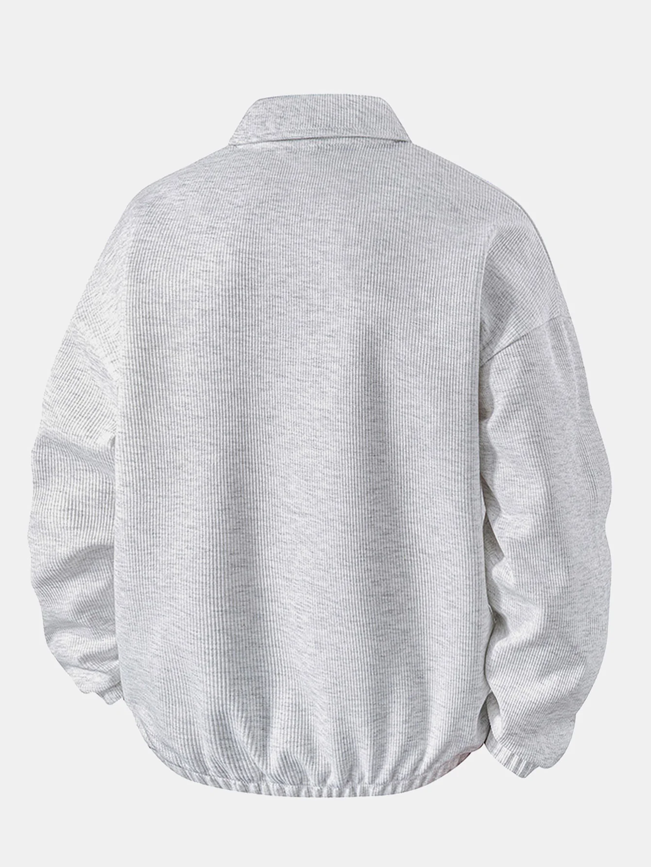 Relaxed Fit Wffle V-Ausschnitt Poloshirts Sweatshirt - Image 6