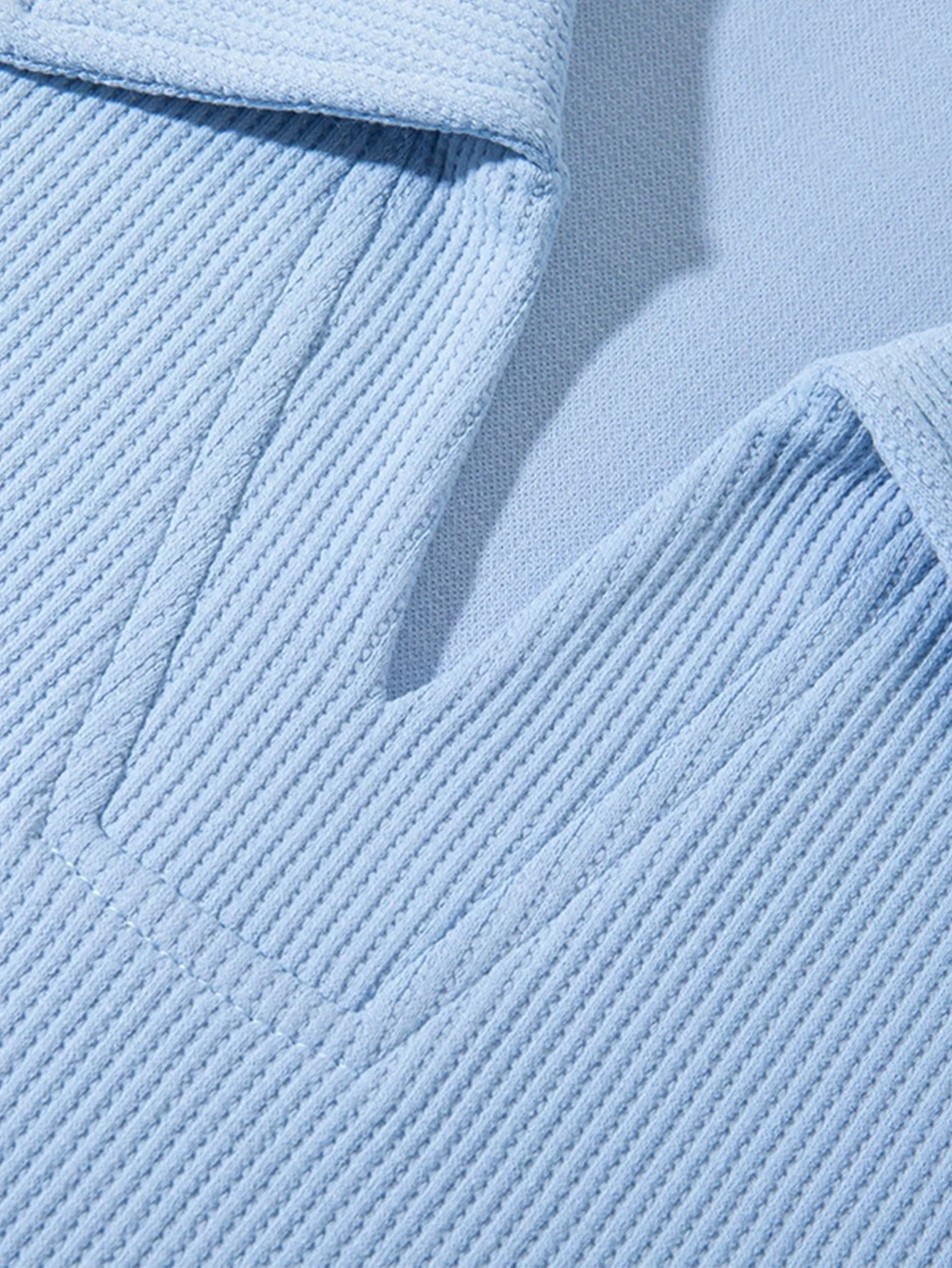 Relaxed Fit Wffle V-Ausschnitt Poloshirts Sweatshirt - Image 8