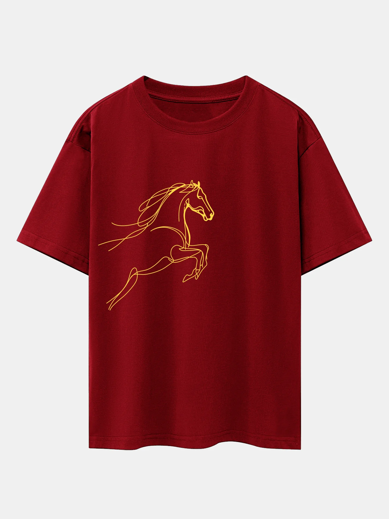 Relax Fit Year of the Horse Print Cotton T-Shirt - Image 2