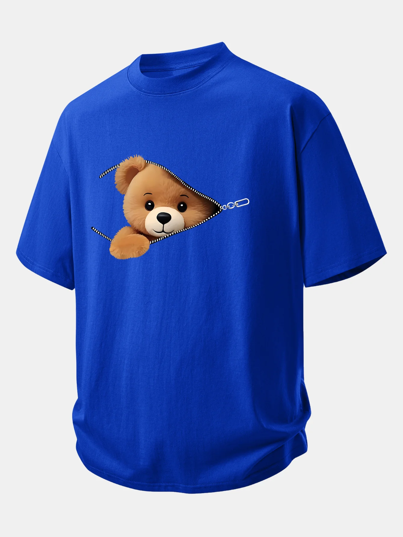 Relax Fit Zipper Bear Print Cotton T-Shirt - Image 10