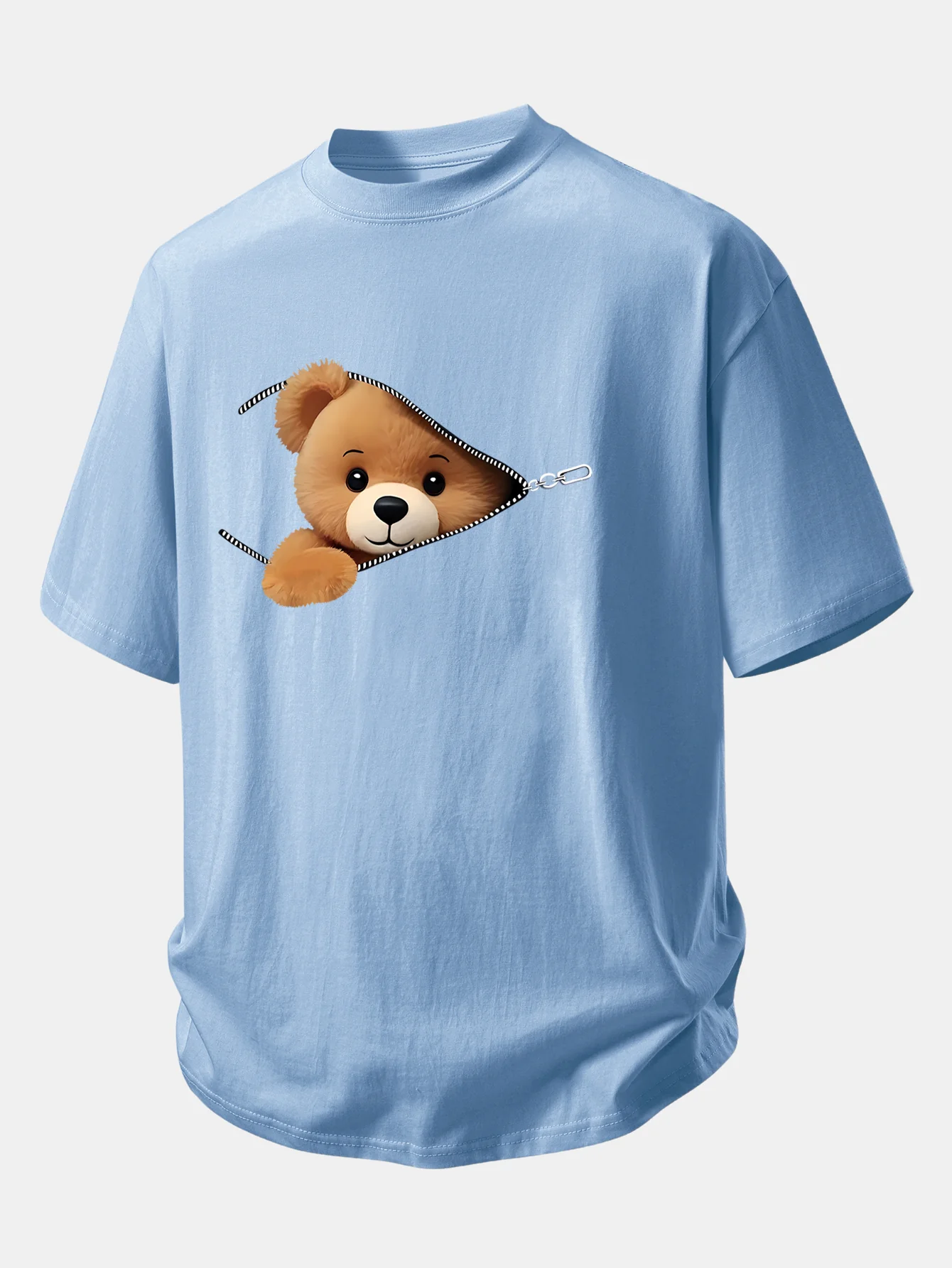 Relax Fit Zipper Bear Print Cotton T-Shirt - Image 11