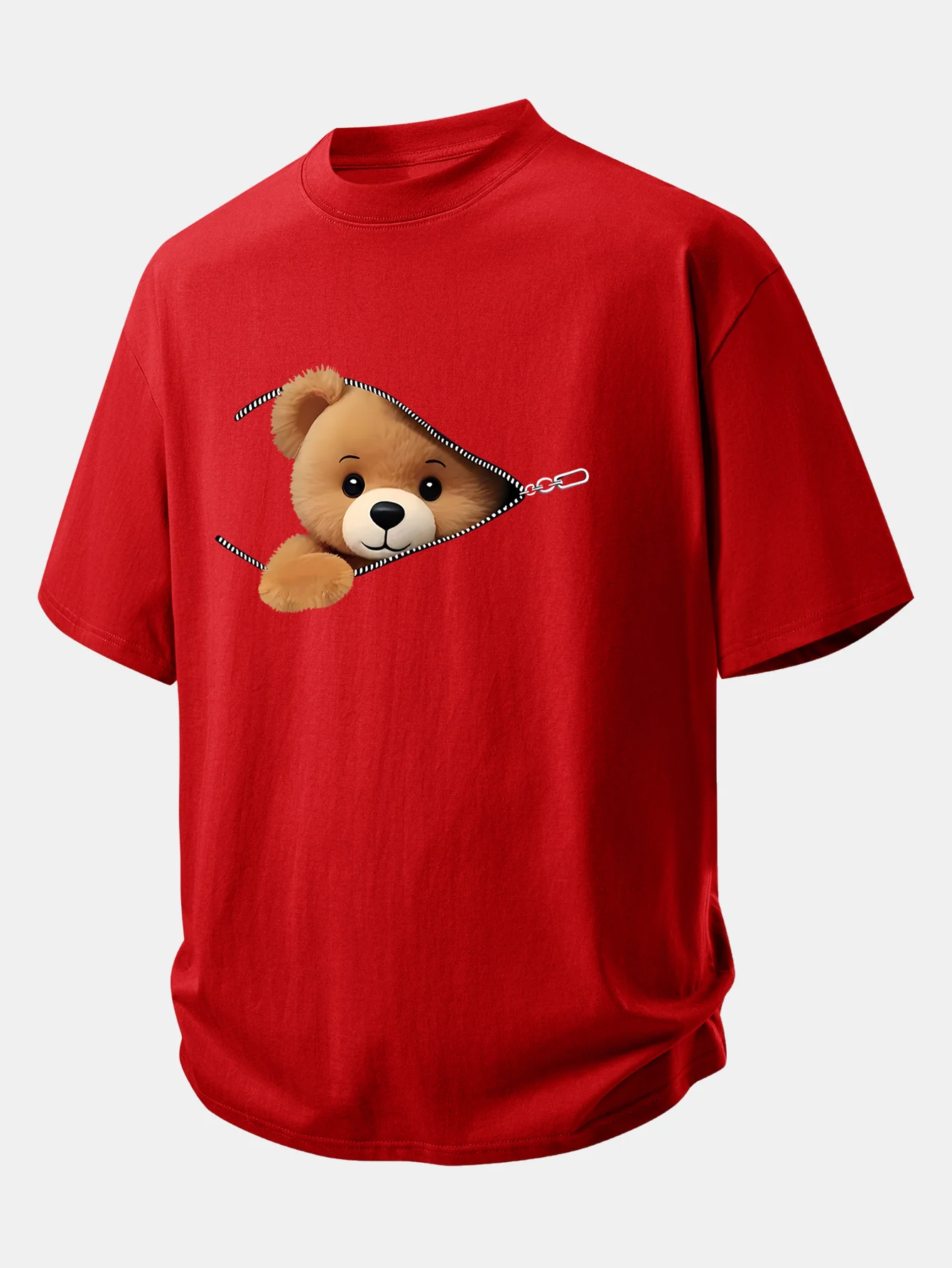 Relax Fit Zipper Bear Print Cotton T-Shirt - Image 6